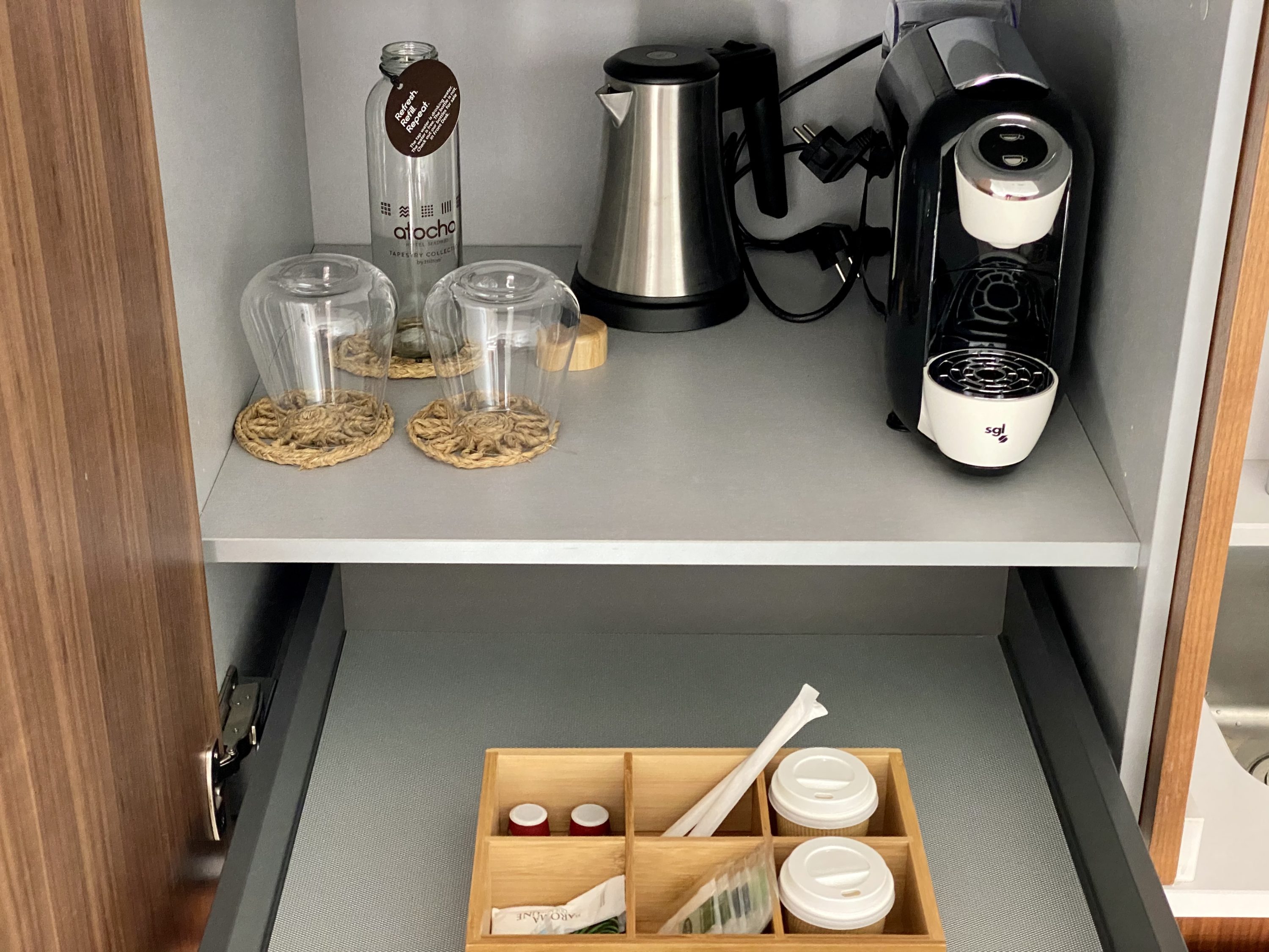 The Atocha Hotel Madrid Tapestry Collection by Hilton El Atochal Penthouse pull out coffee and drinks station