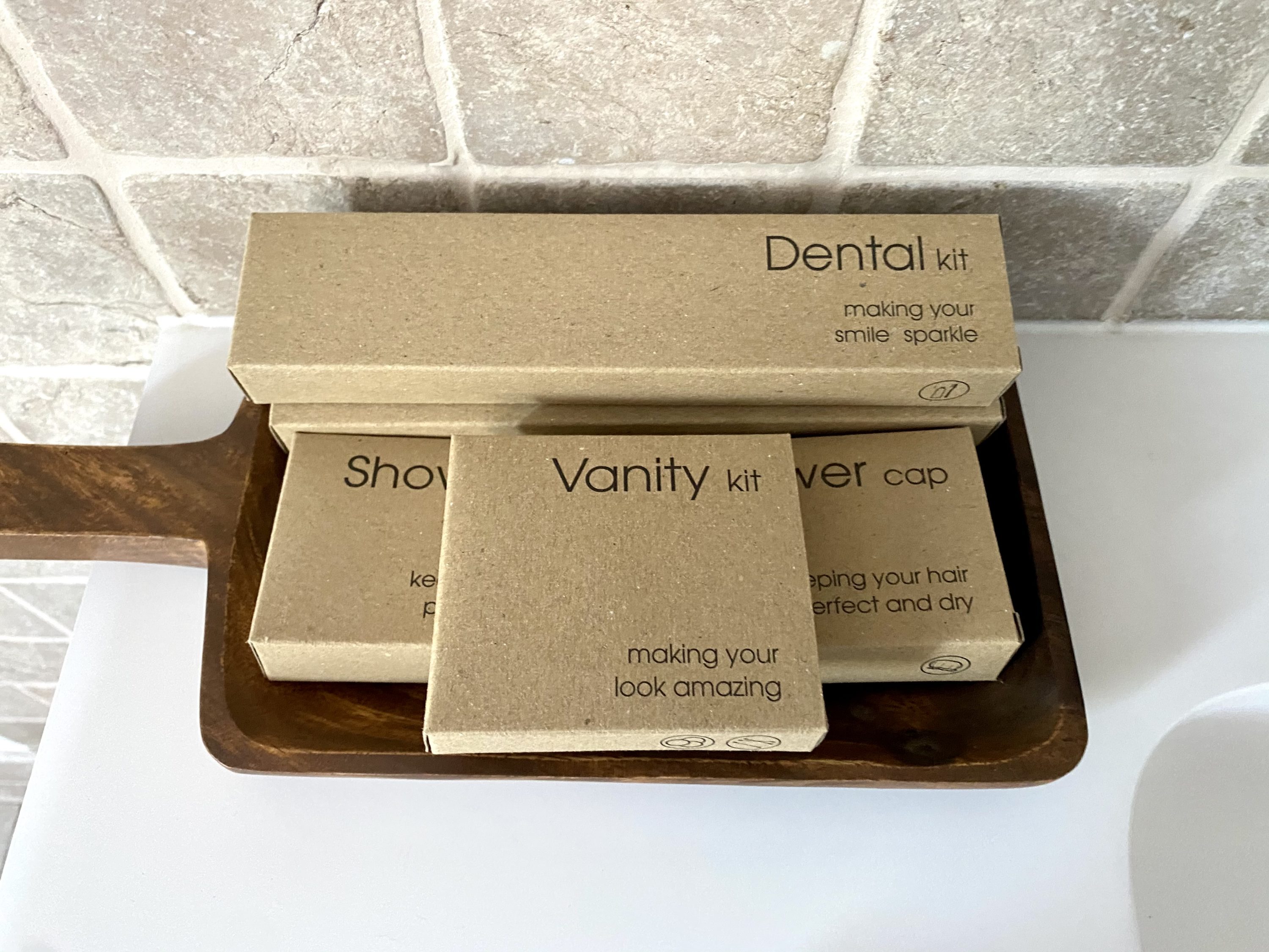 The Atocha Hotel Madrid Tapestry Collection by Hilton bathroom amenities in cardboard