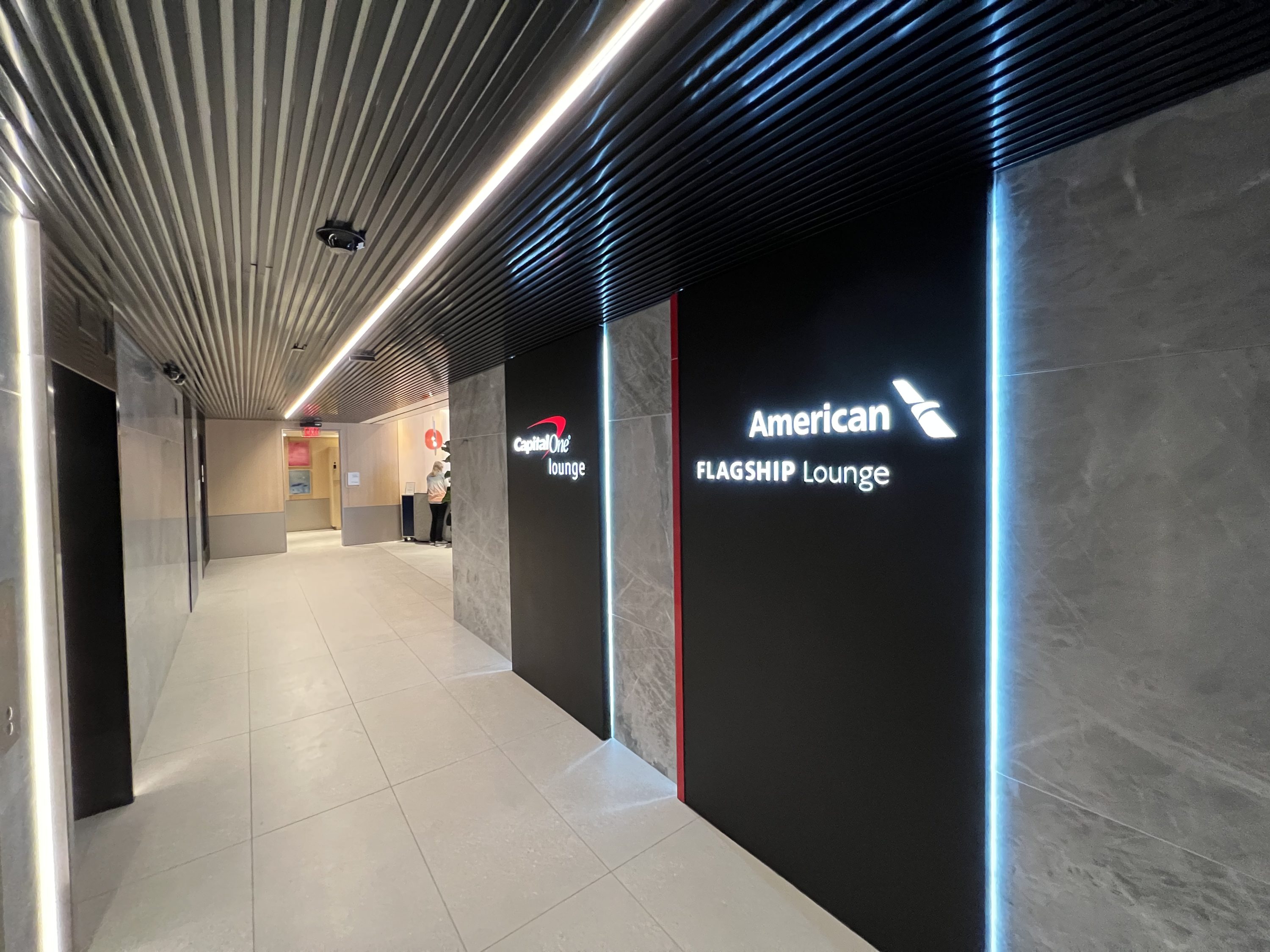 AA Flagship Lounge and Capital One Lounge DFW Signage
