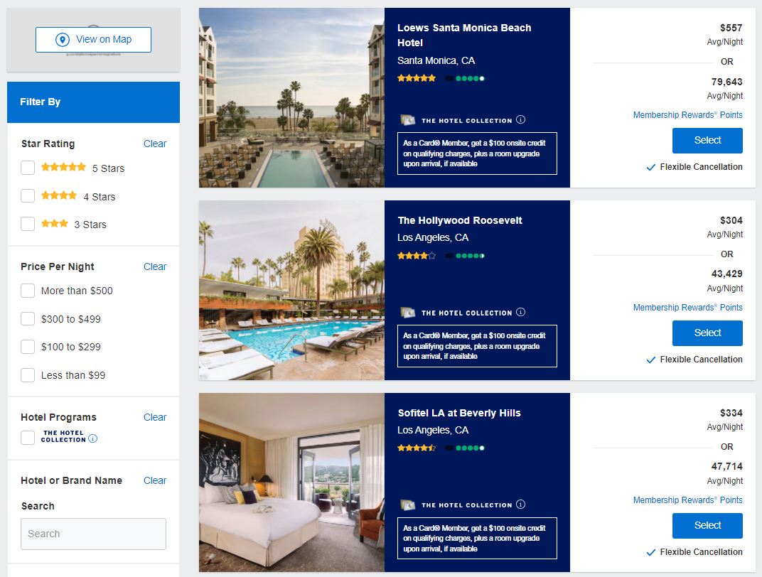 Amex Travel hotels
