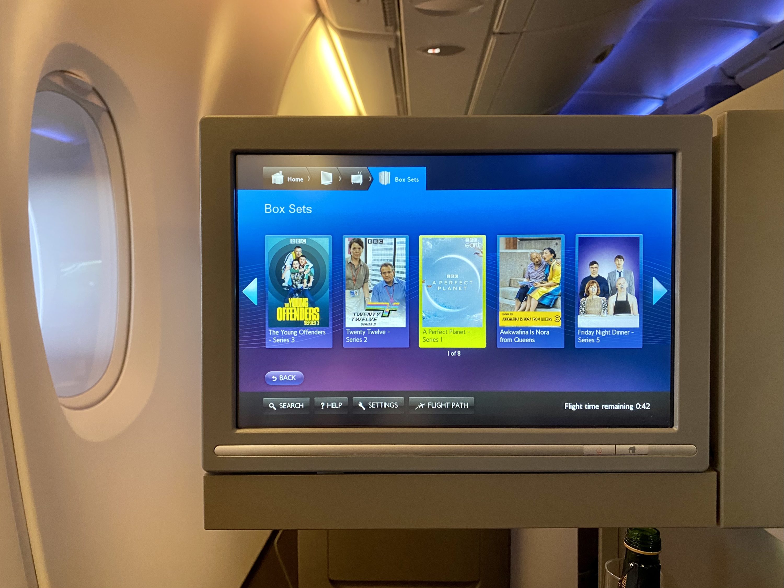 British Airways Club Europe A380 Club World IFE screen