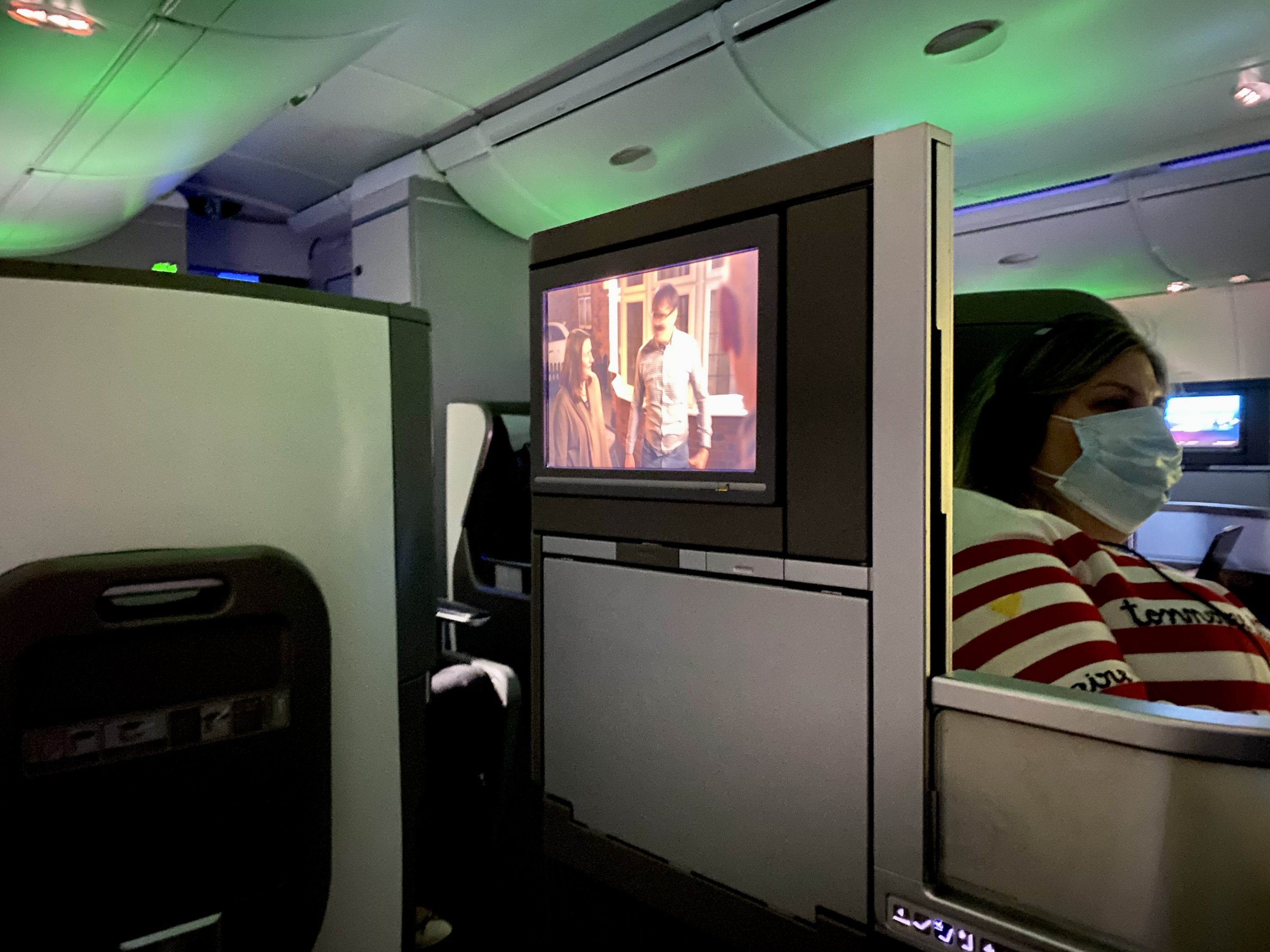 British Airways Club Europe A380 Club World divider and neighbor
