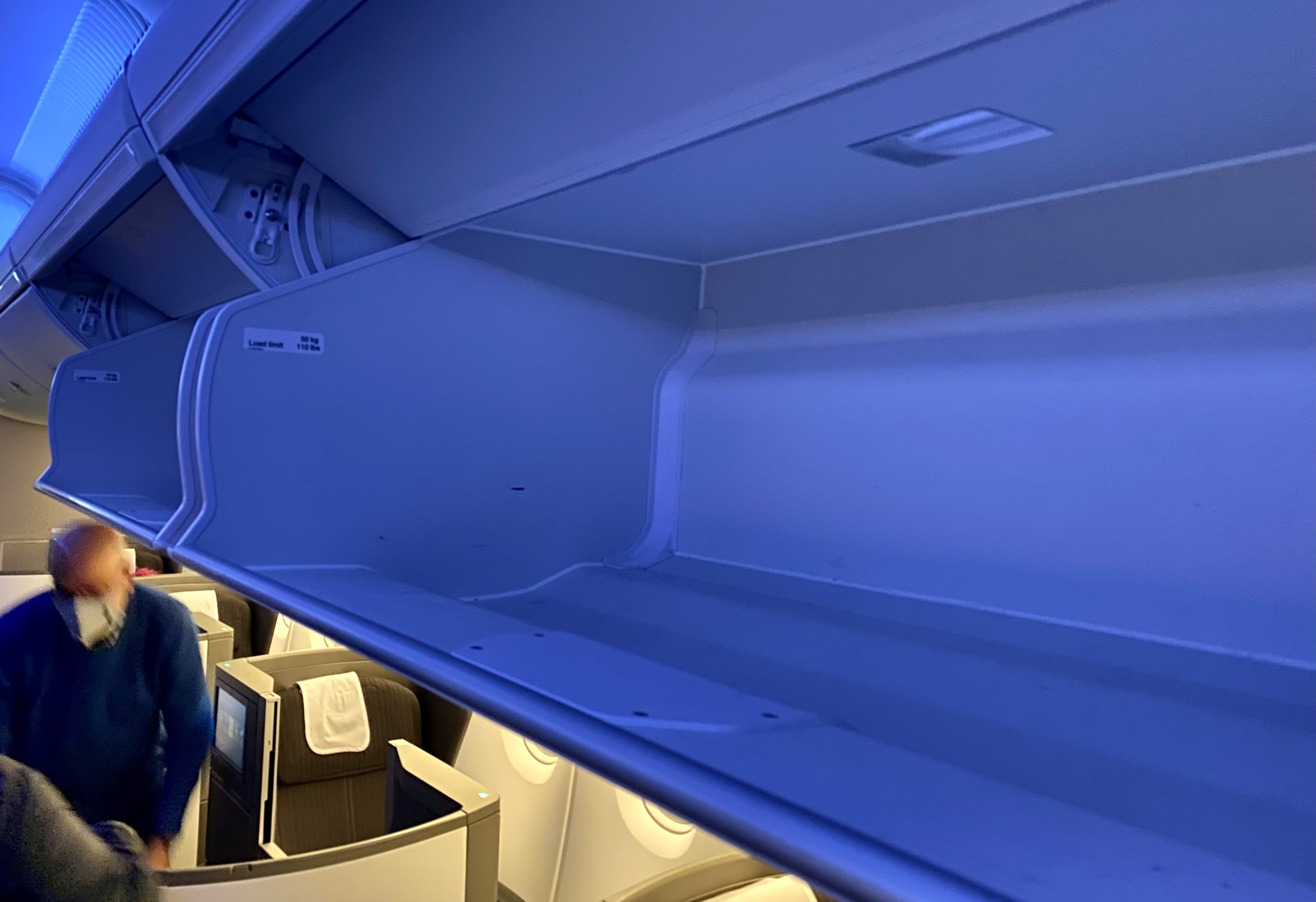 British Airways Club Europe A380 Club World overhead bins