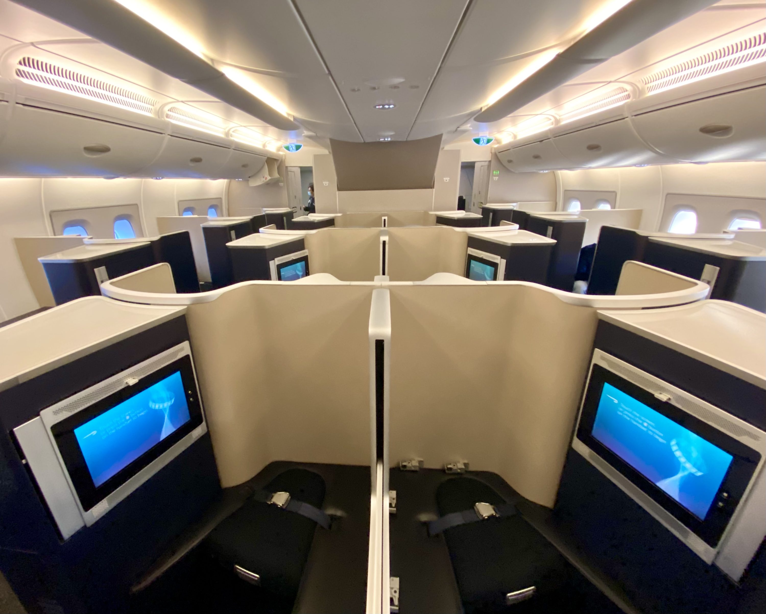 British Airways Club Europe A380 First Class cabin from the back