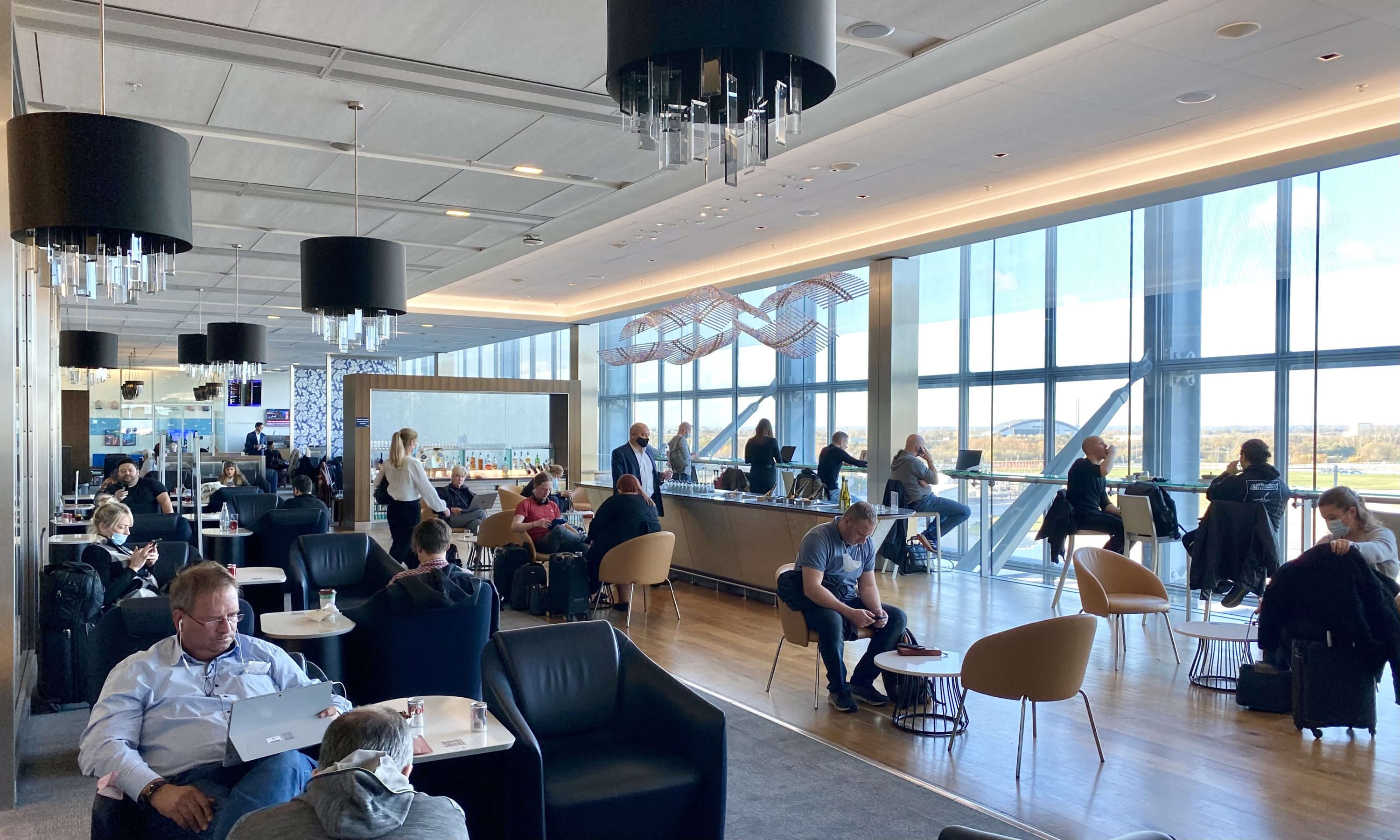 British Airways Club Europe A380 Heathrow Terminal 5 Galleries North Lounge busy seating area British Airways Club Europe A380 Heathrow Terminal 5 Galleries North Lounge busy seating area