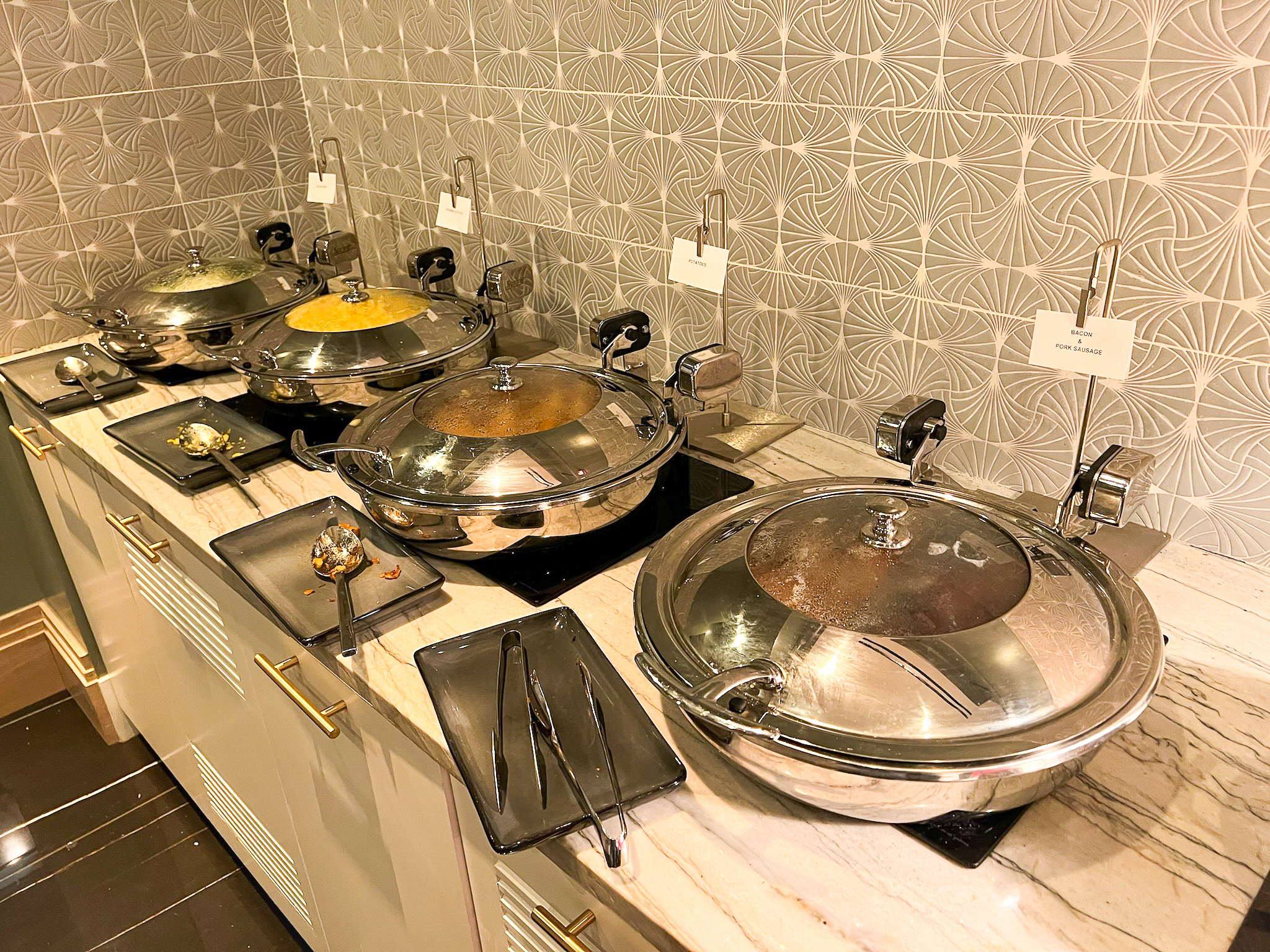 Conrad New York Midtown breakfast buffet hot plates