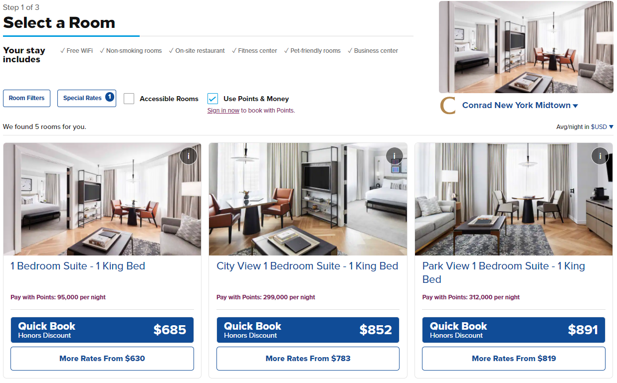 Conrad New York award rates