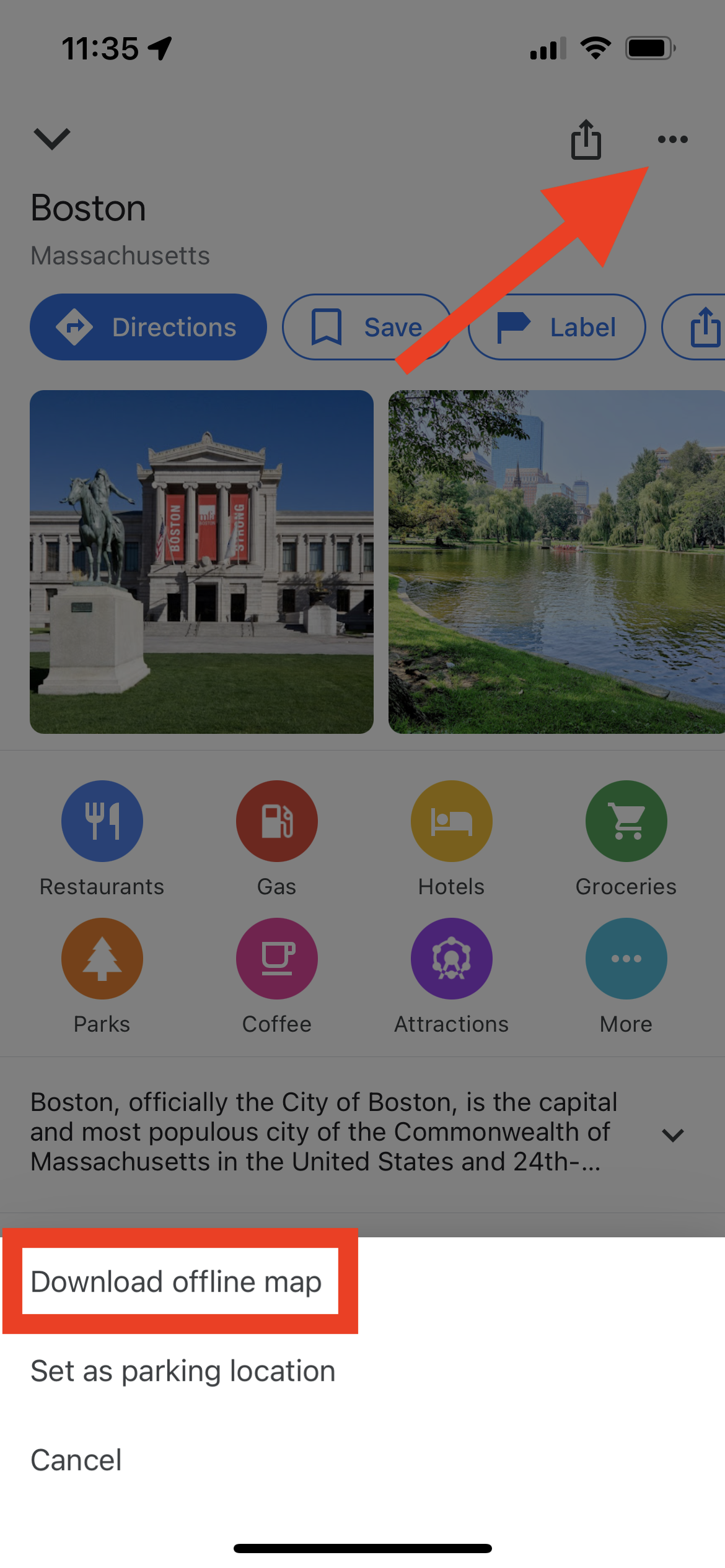 Dowload offline map on Google Maps