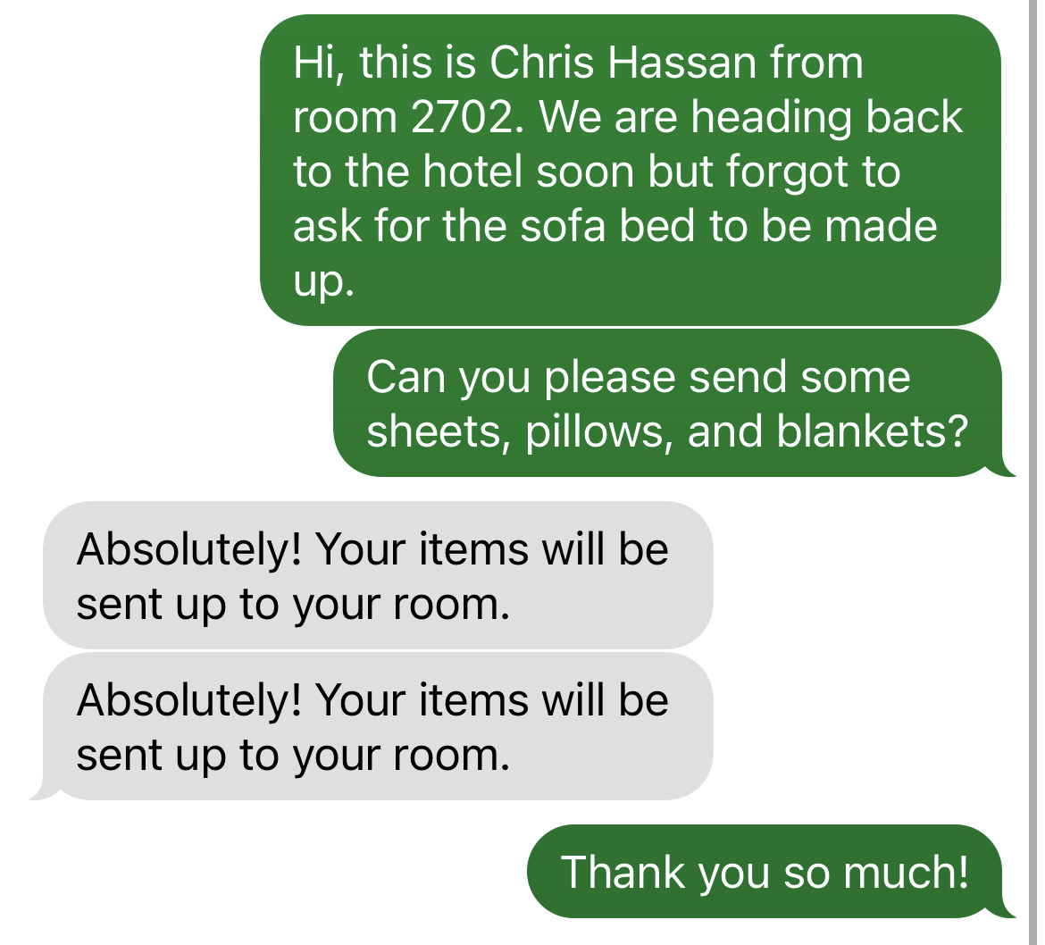 Hyatt Regency Orlando Housekeeping text