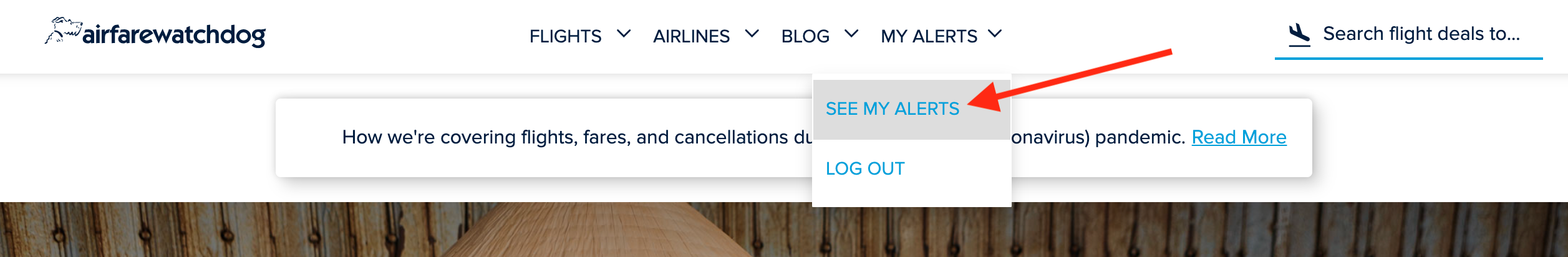 Manage flight deal alerts on Airfarewatchdog