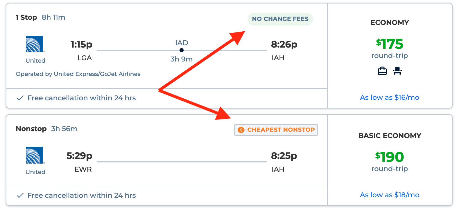 Priceline search results
