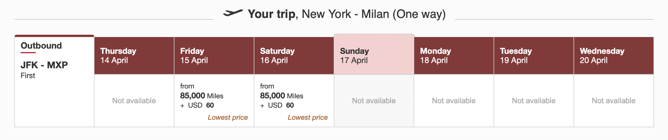 Emirates first class availability on the A380