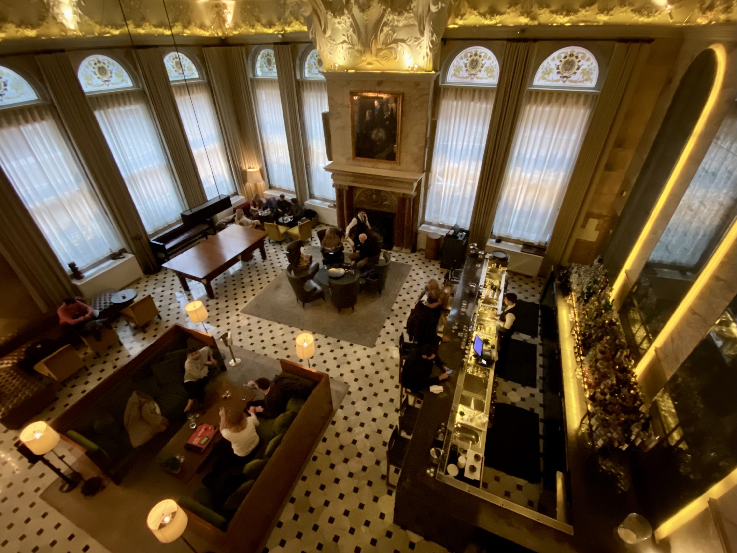 The London EDITION hotel bar from above