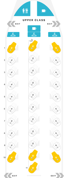 Virgin Atlantic A330-300 Upper Class seat map