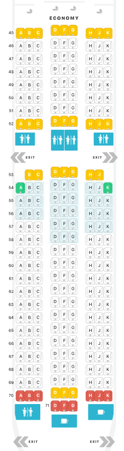 Virgin Atlantic A350-1000 Economy seat map