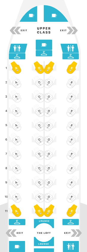 Virgin Atlantic A350-1000 New Upper Class seat map