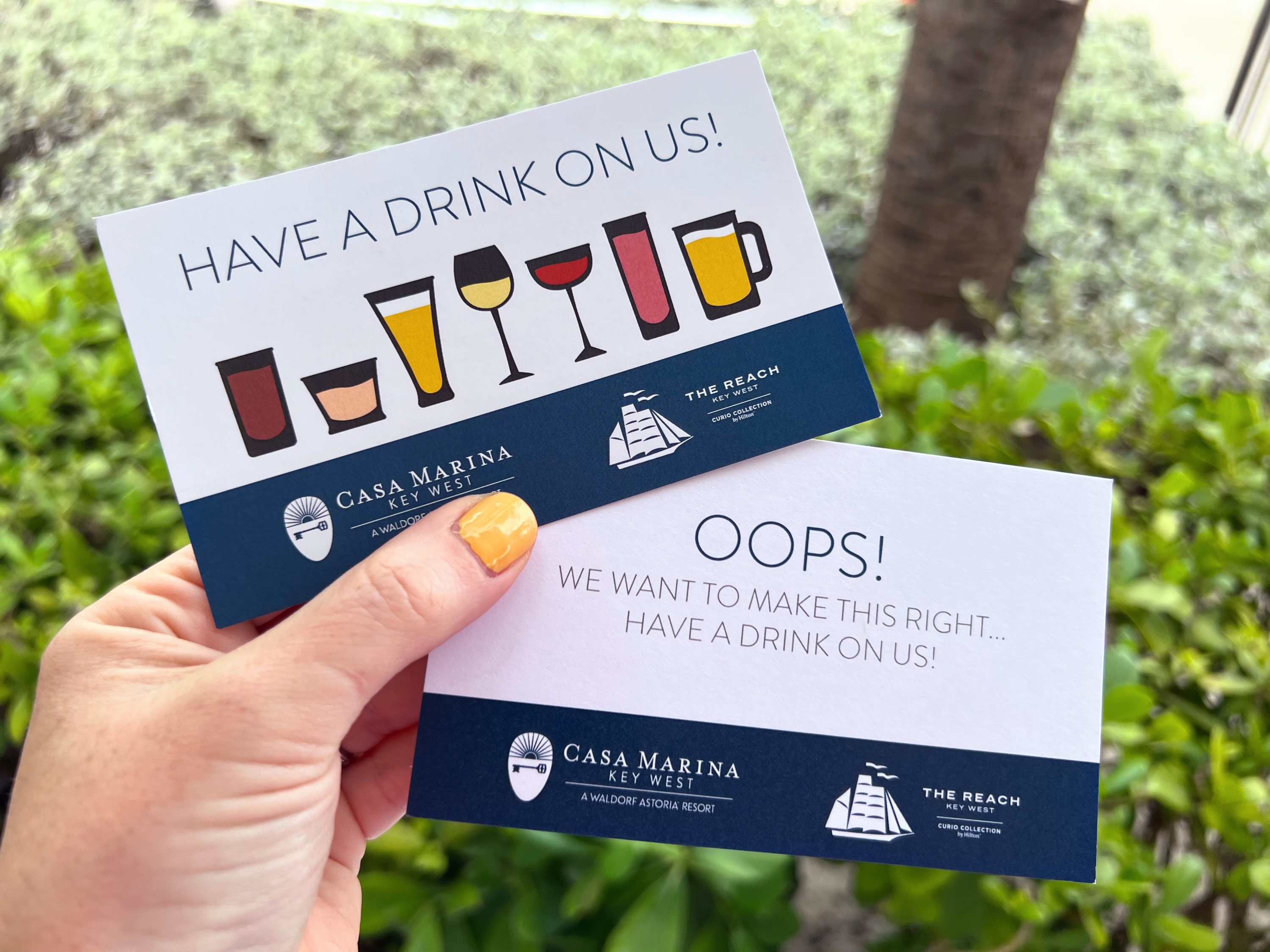 Drink coupons from Hilton
