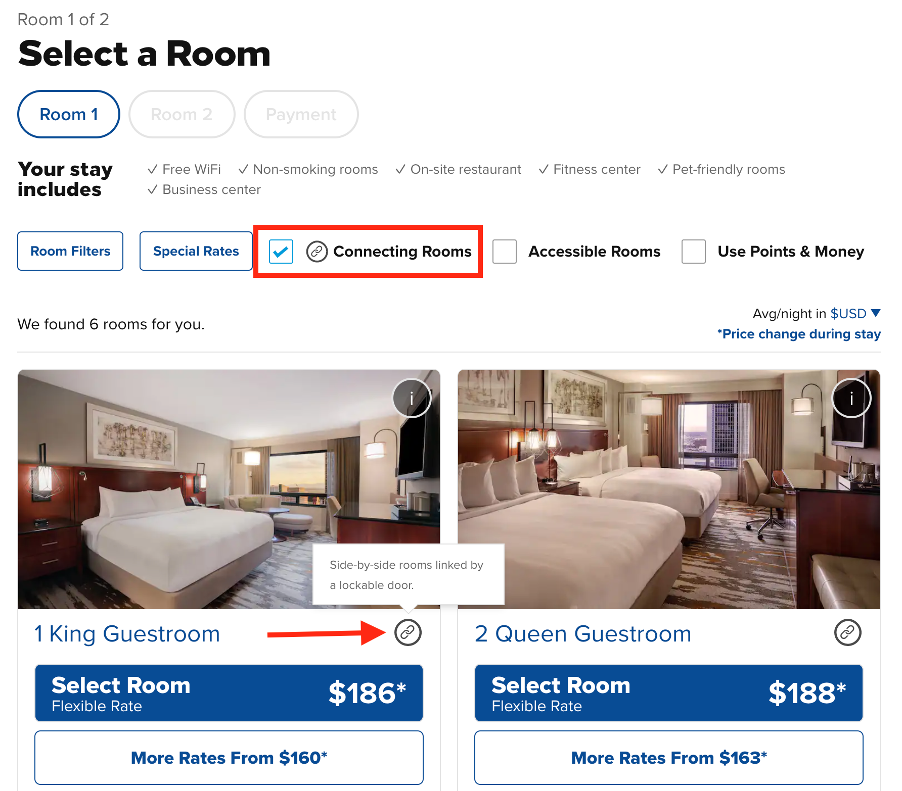 Hilton connecting rooms