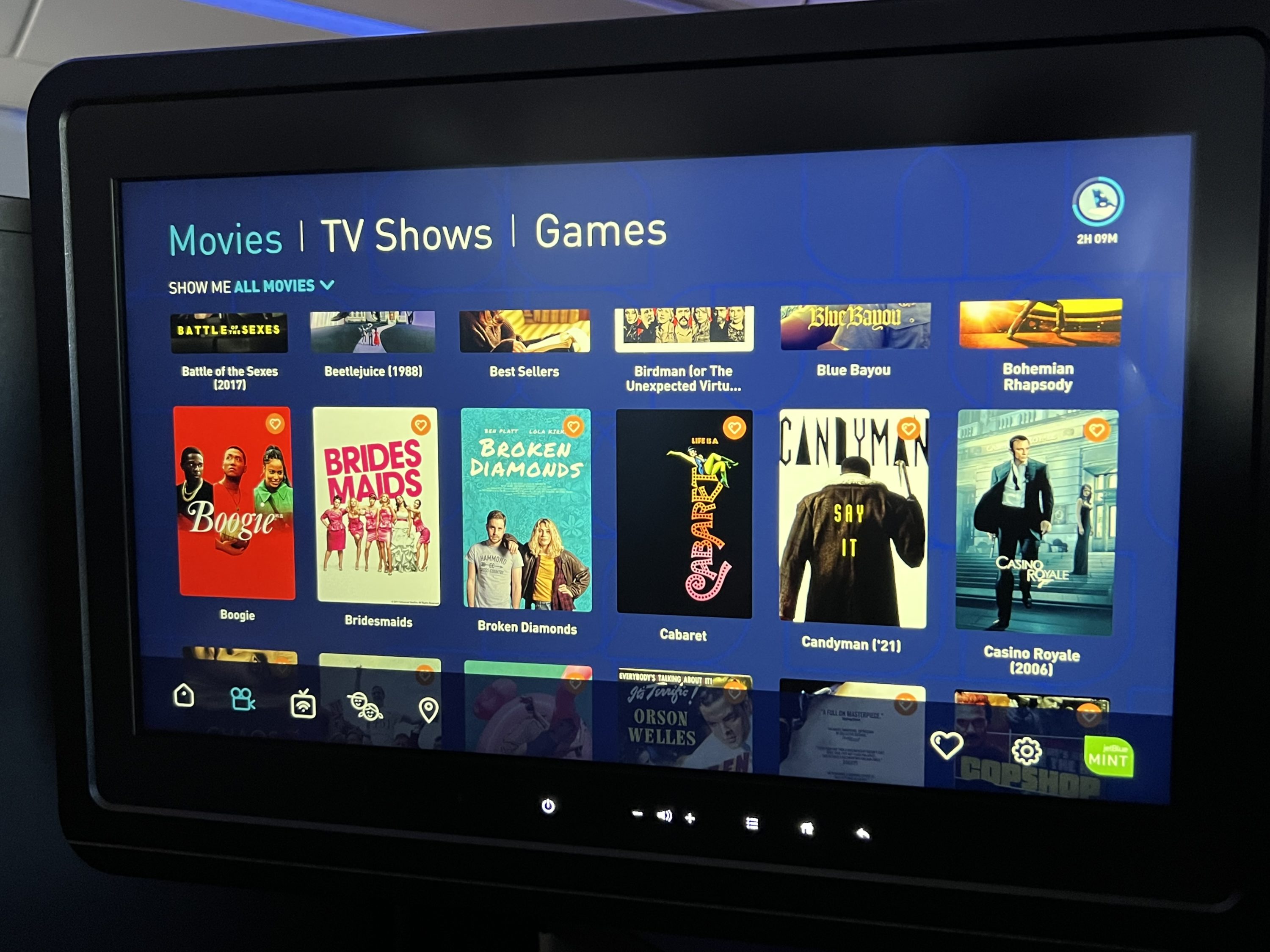 JetBlue Mint A321LR IFE options