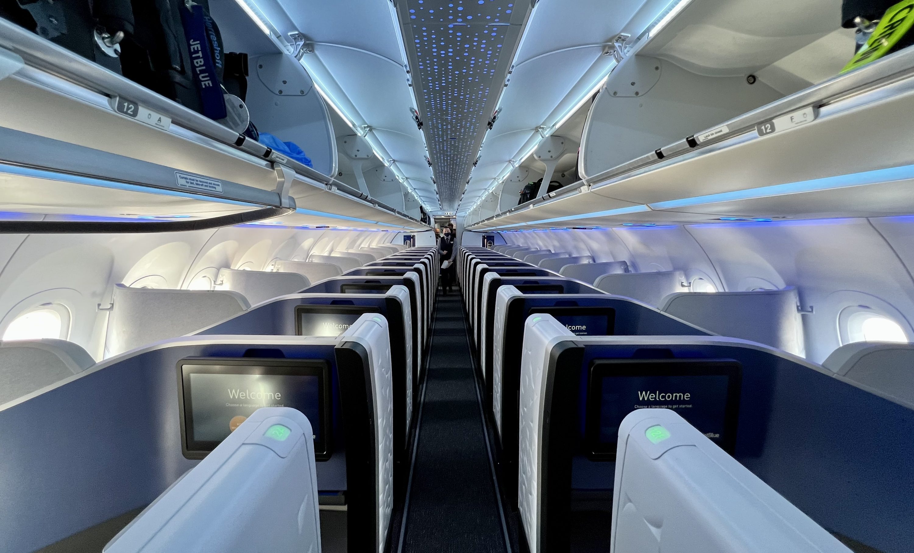 JetBlue Mint A321LR Mint cabin from the back