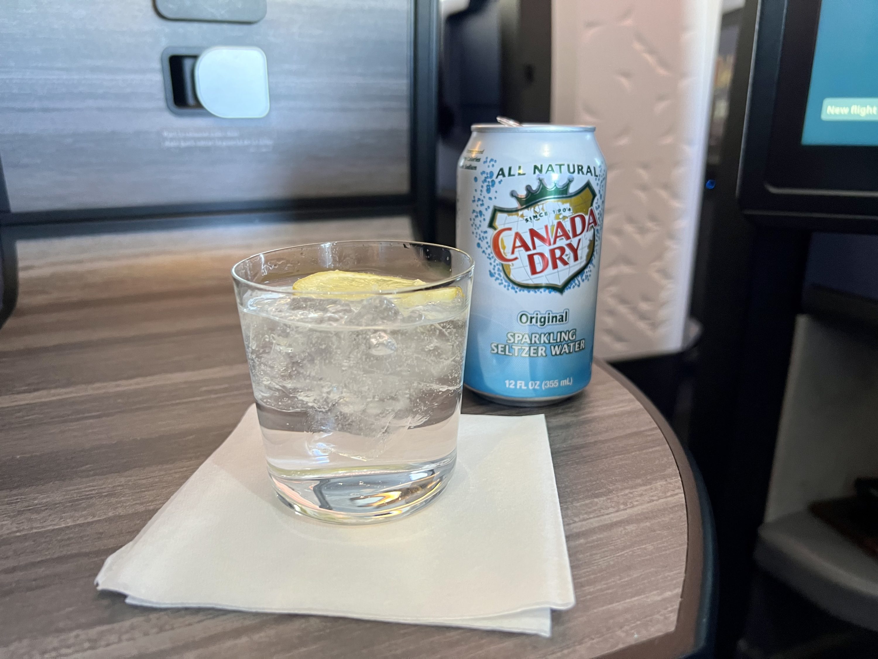 JetBlue Mint A321LR drink sparkling water