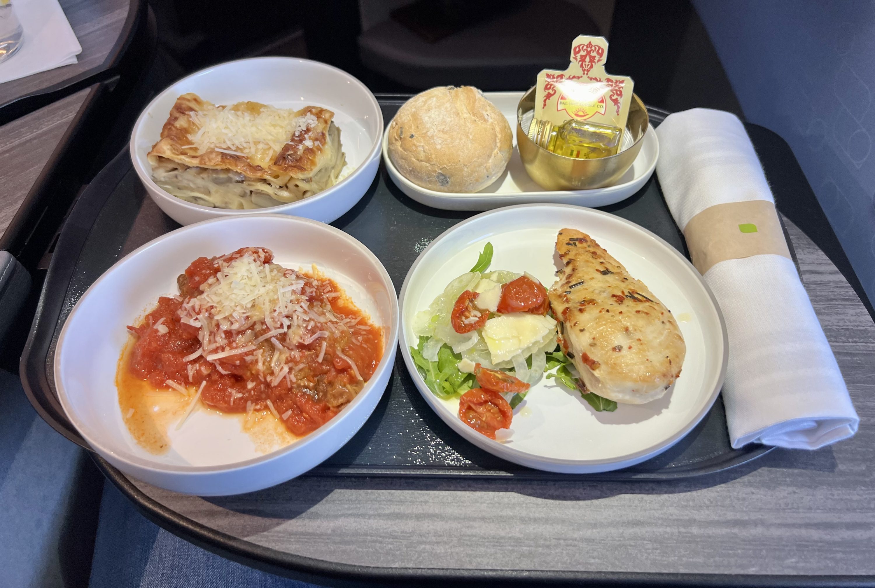 JetBlue Mint A321LR food first meal