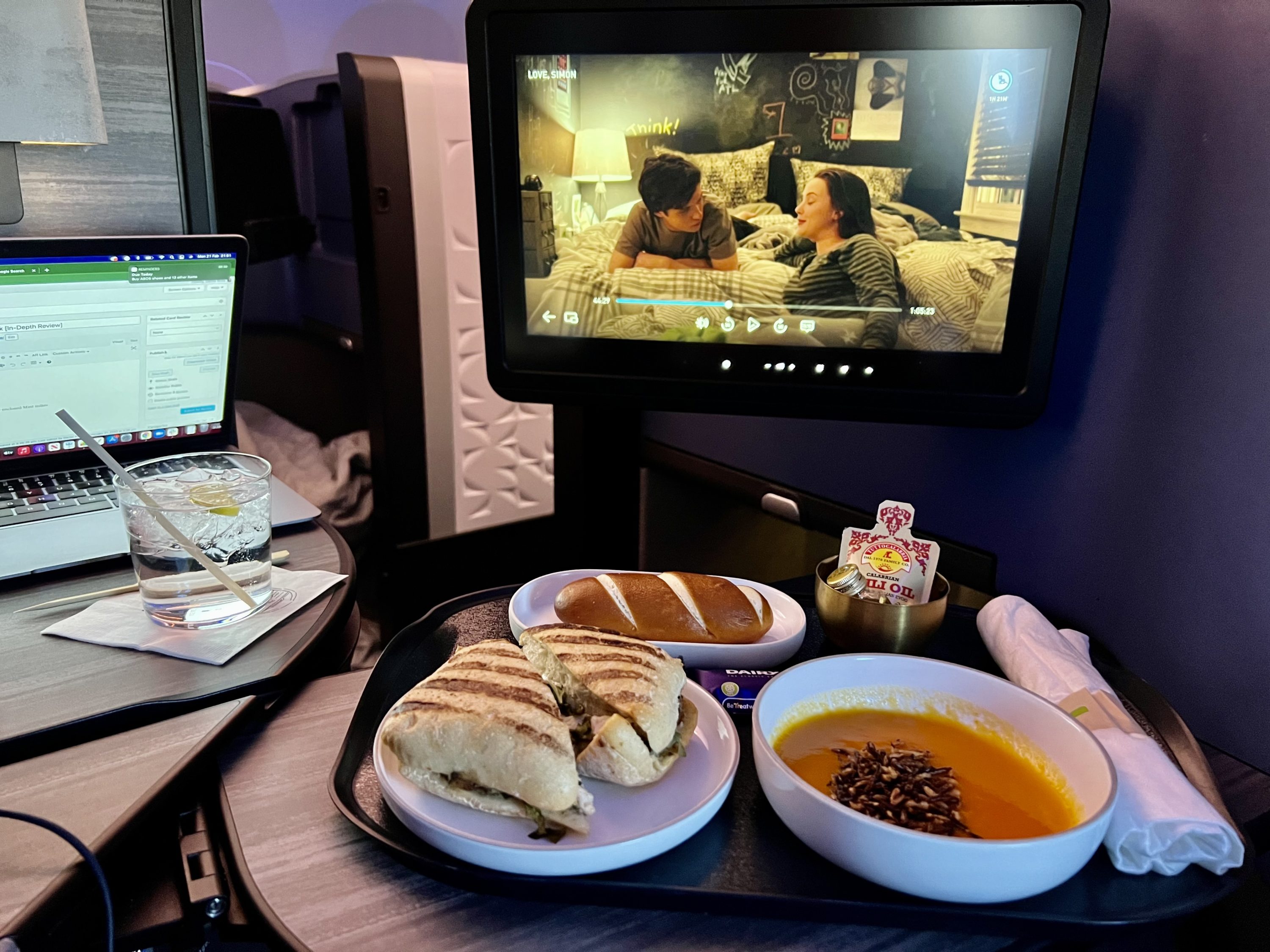 JetBlue Mint A321LR food second meal