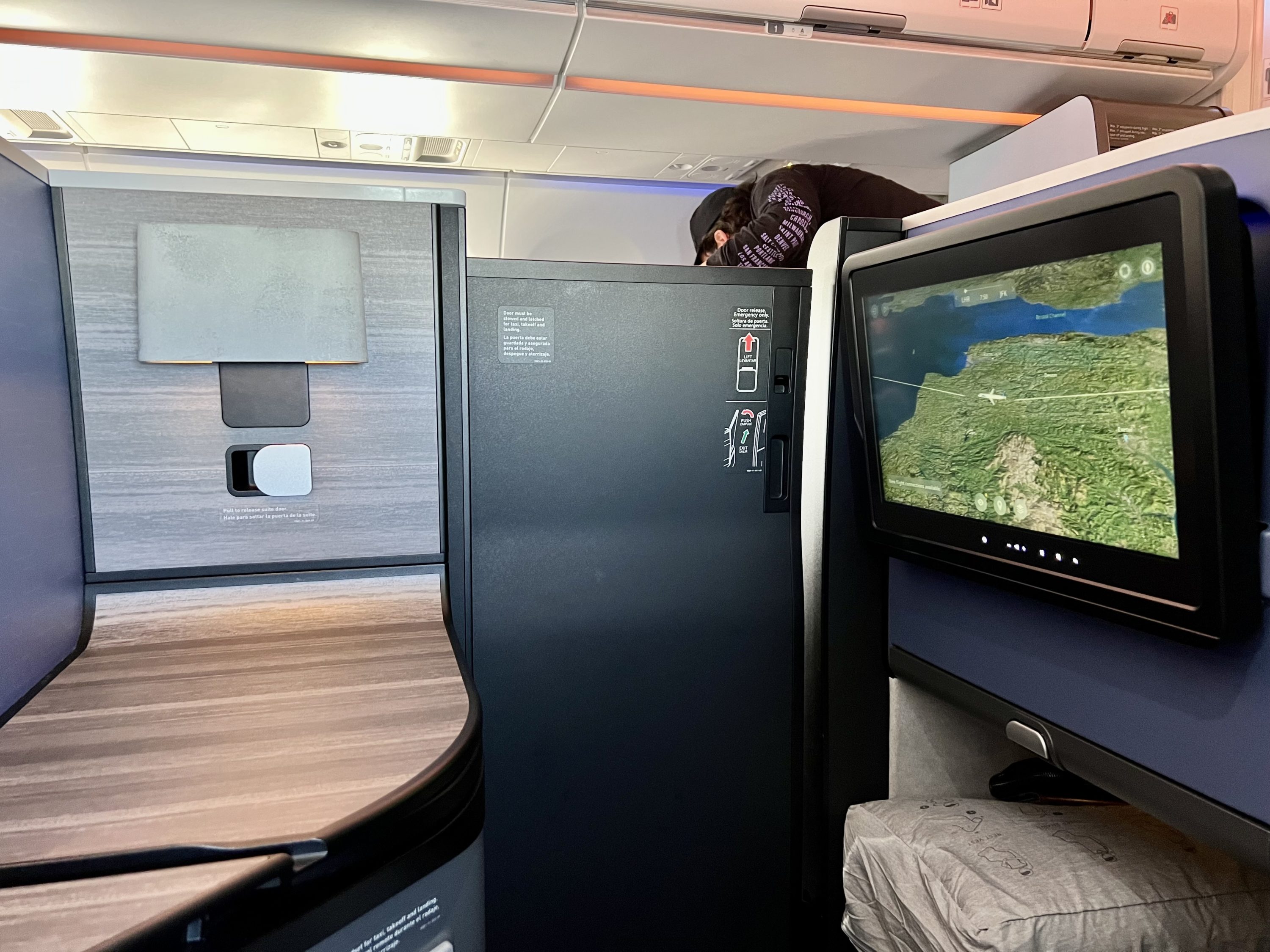JetBlue Mint A321LR seat 2F closed door