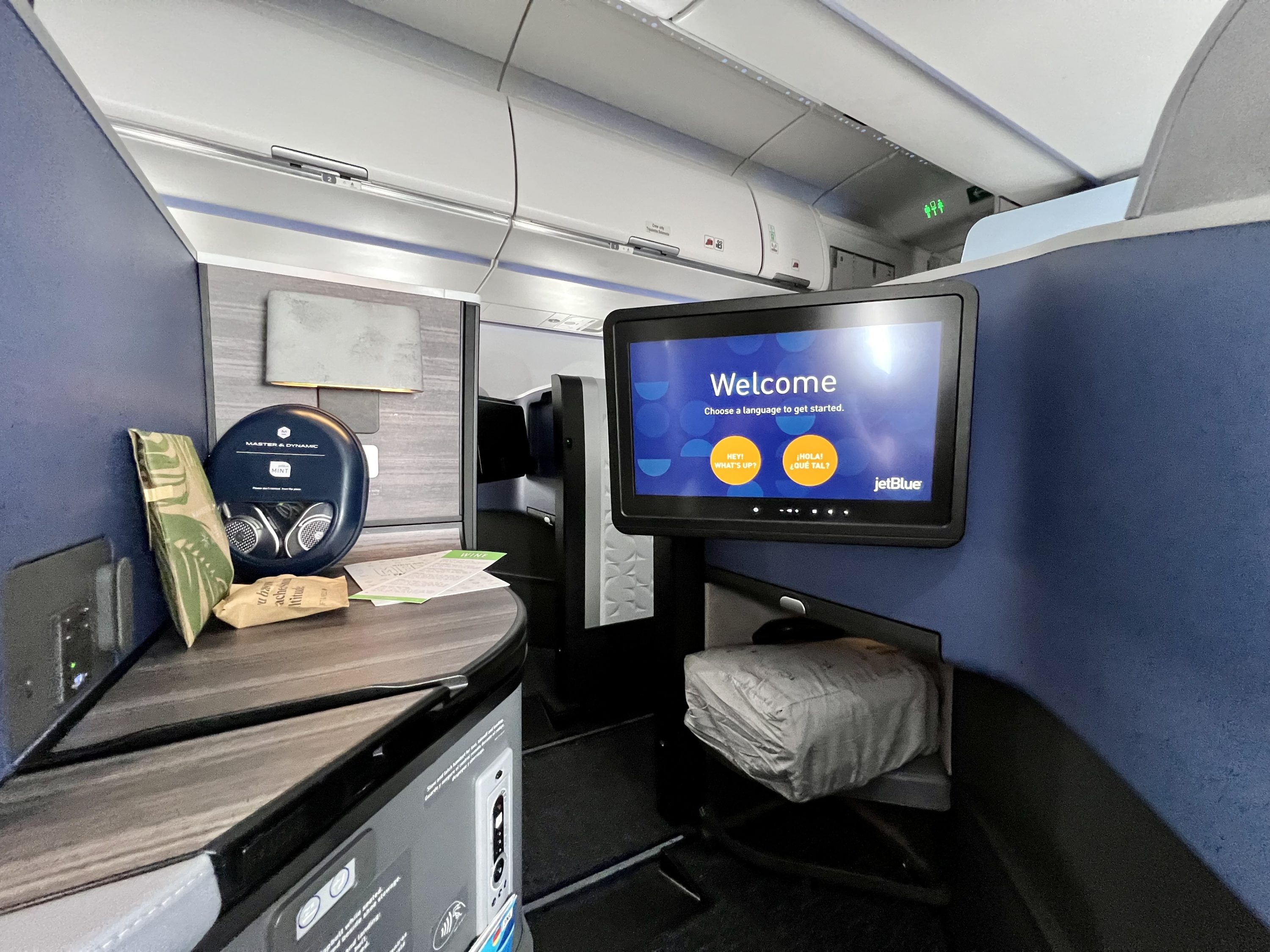 JetBlue Mint A321LR seat 2F welcome
