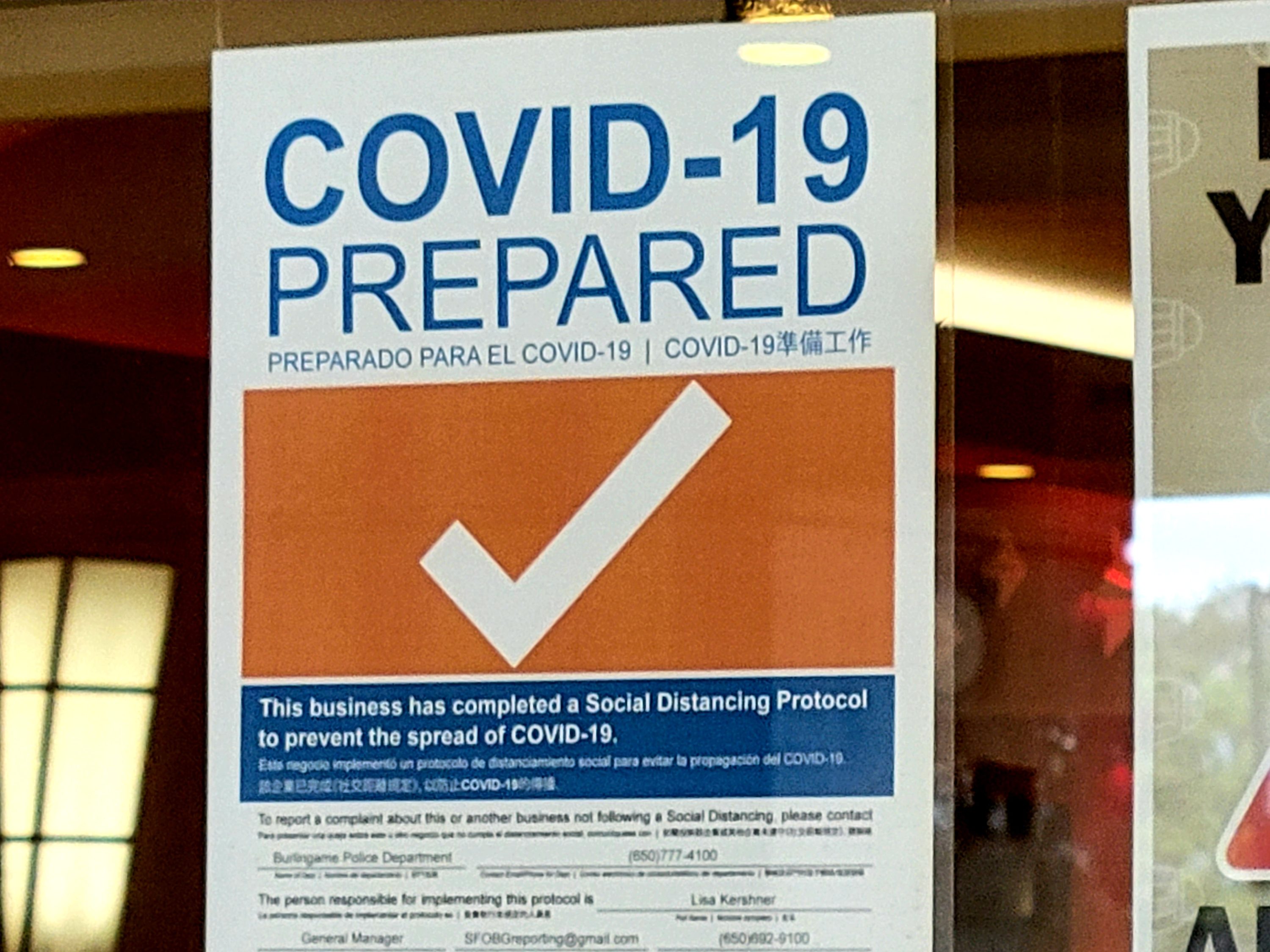 SFO Marriott COVID-19 Sign