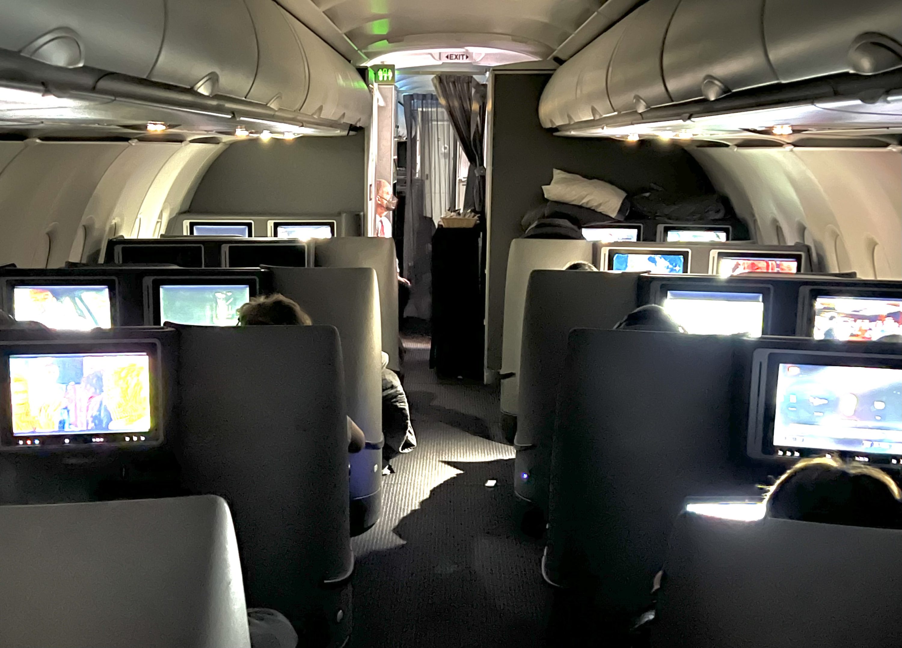 American Airlines A321T Flagship Business cabin from the back