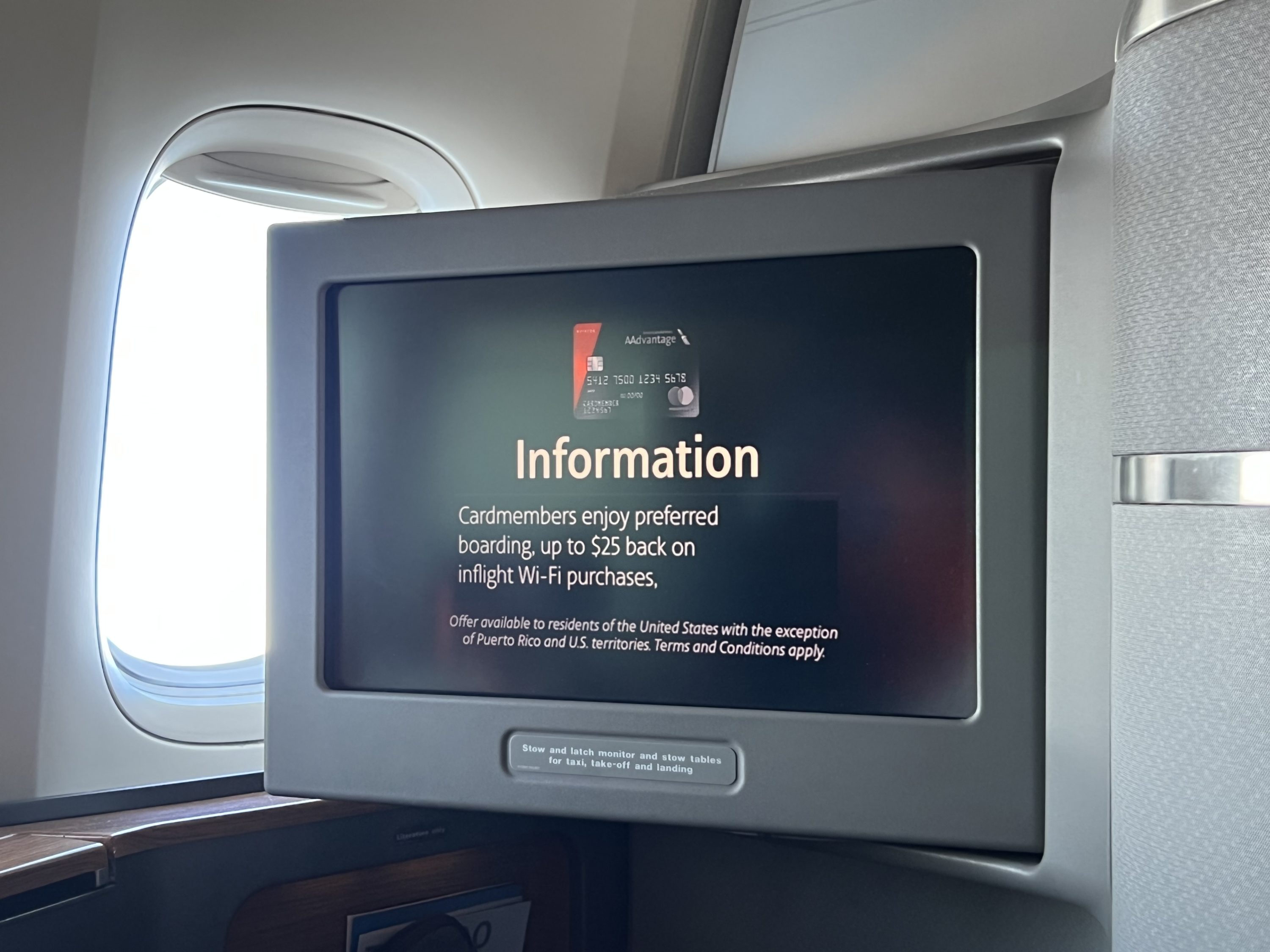 American Airlines Boeing 777 300 Flagship First credit card plug