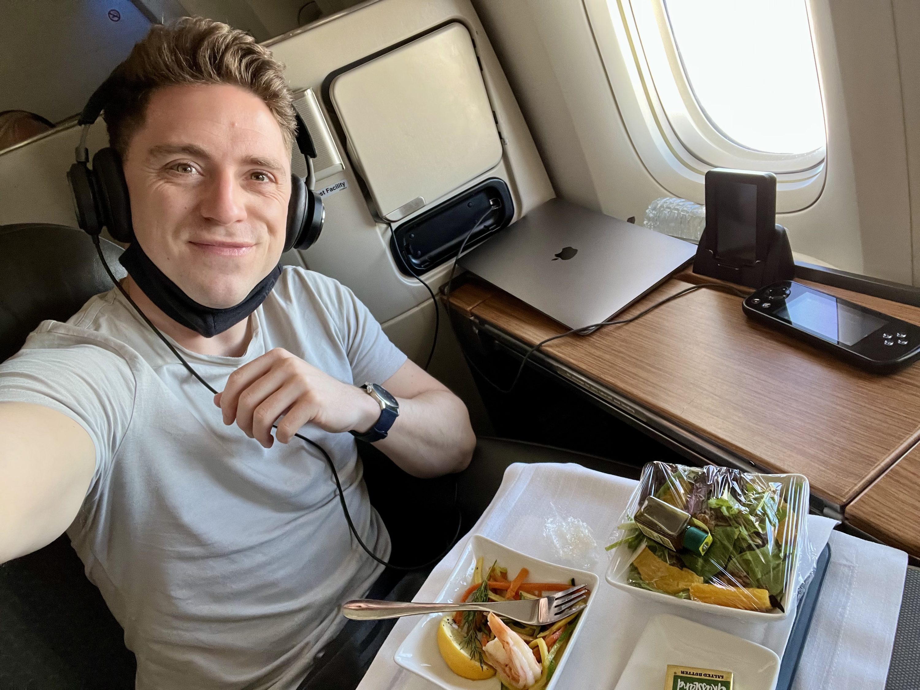 American Airlines Boeing 777 300 Flagship First happy as a boy in Flagship First for the first time