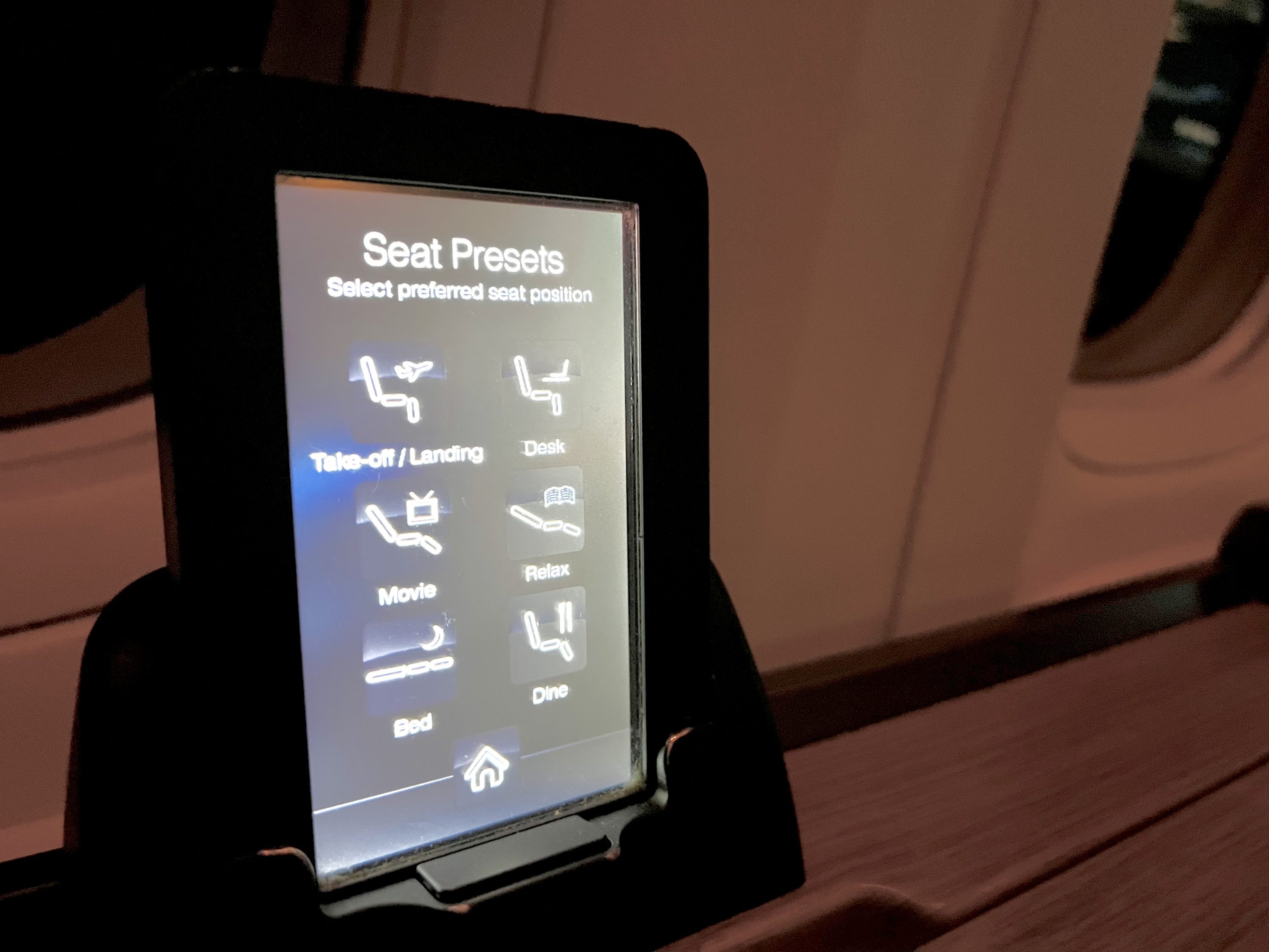 American Airlines Boeing 777 300 Flagship First seat control presets
