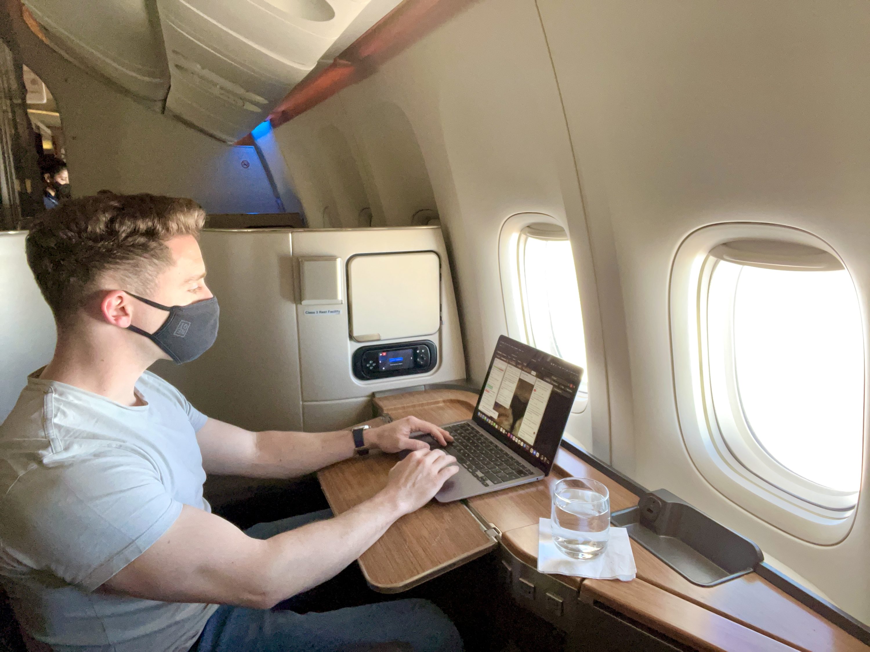 American Airlines Boeing 777 300 Flagship First working from seat 1A