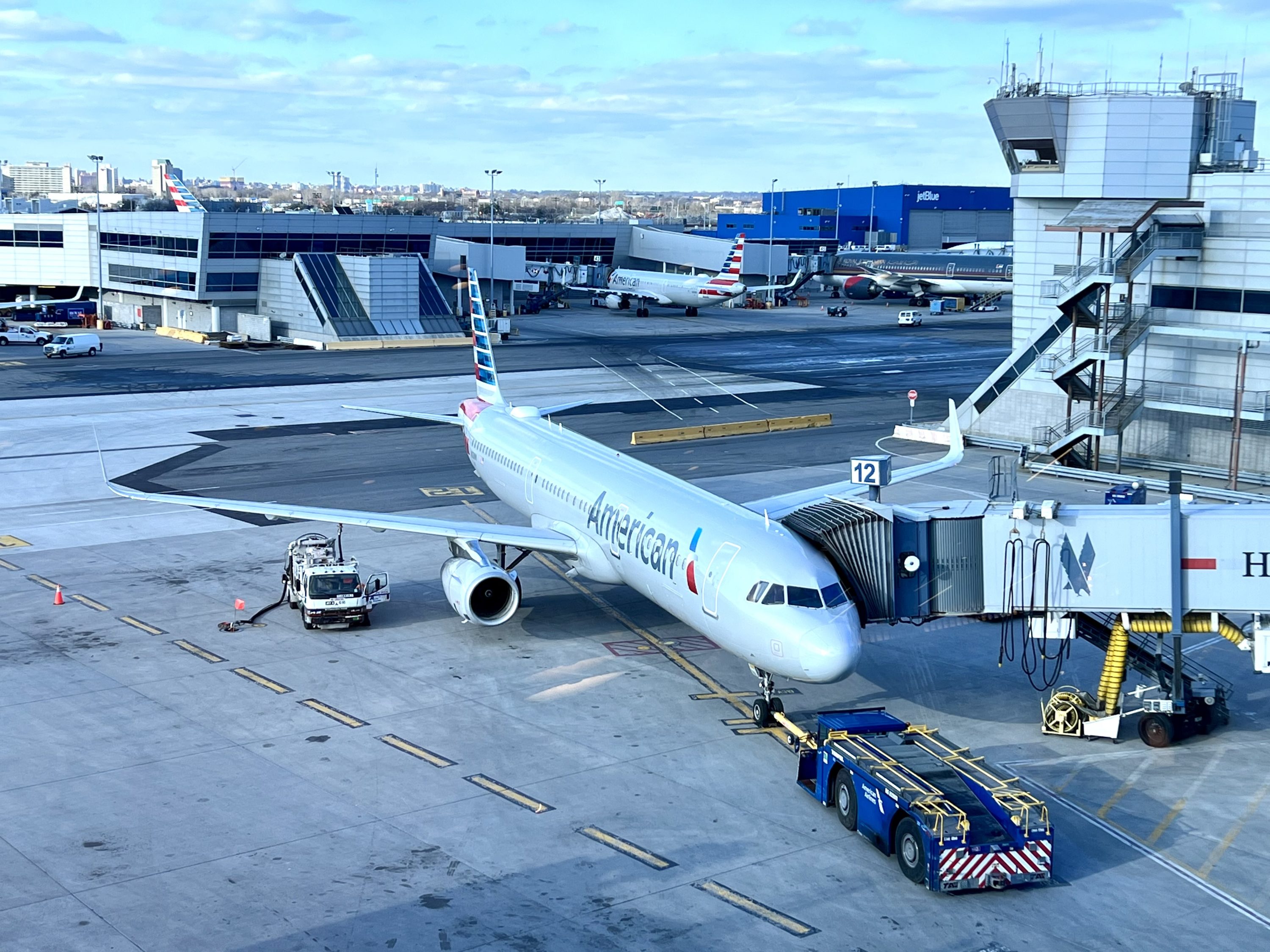 American Airlines Flagship Business JFK A321T on stand