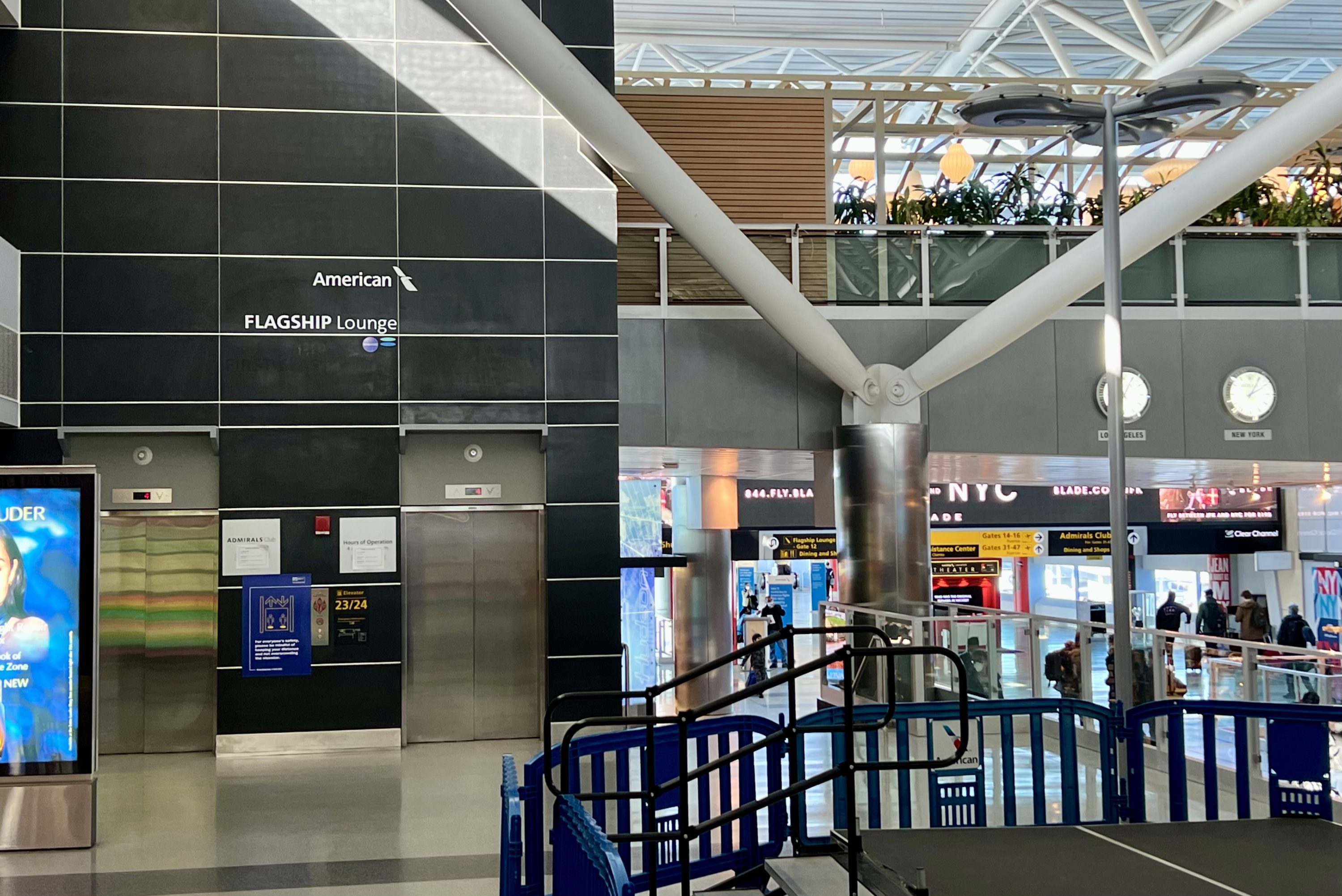 American Airlines Flagship Business JFK elevators to Flagship lounge