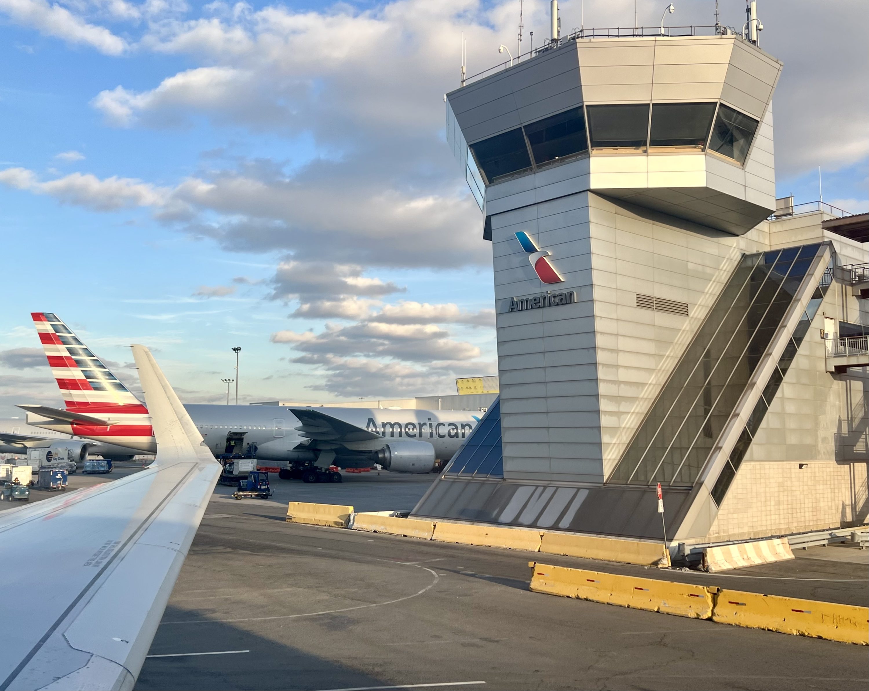 American Airlines Flagship Business view of terminal from plane