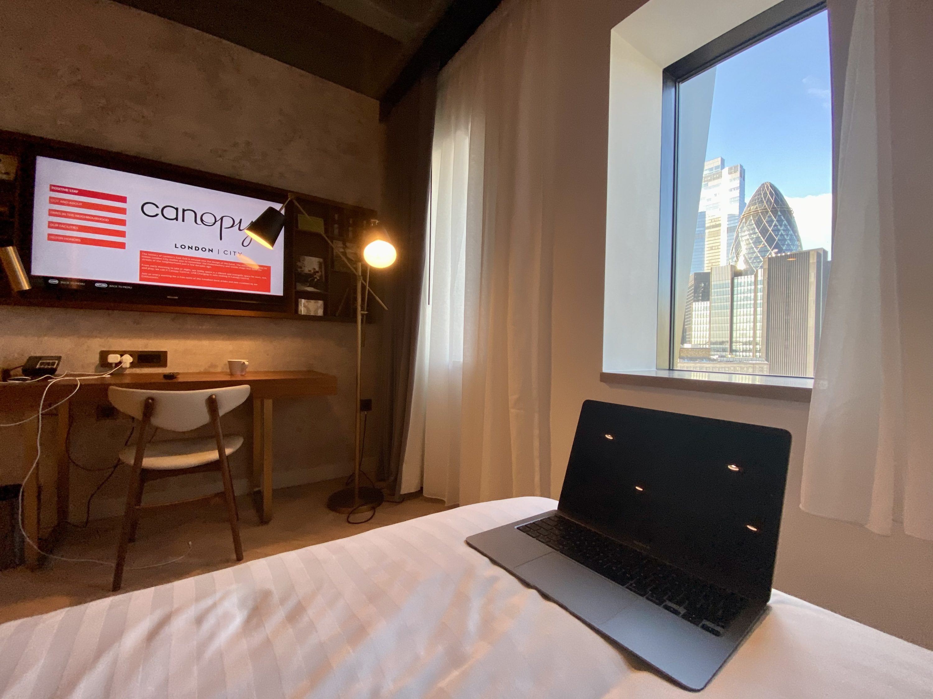 Canopy by Hilton London City room bed with a view