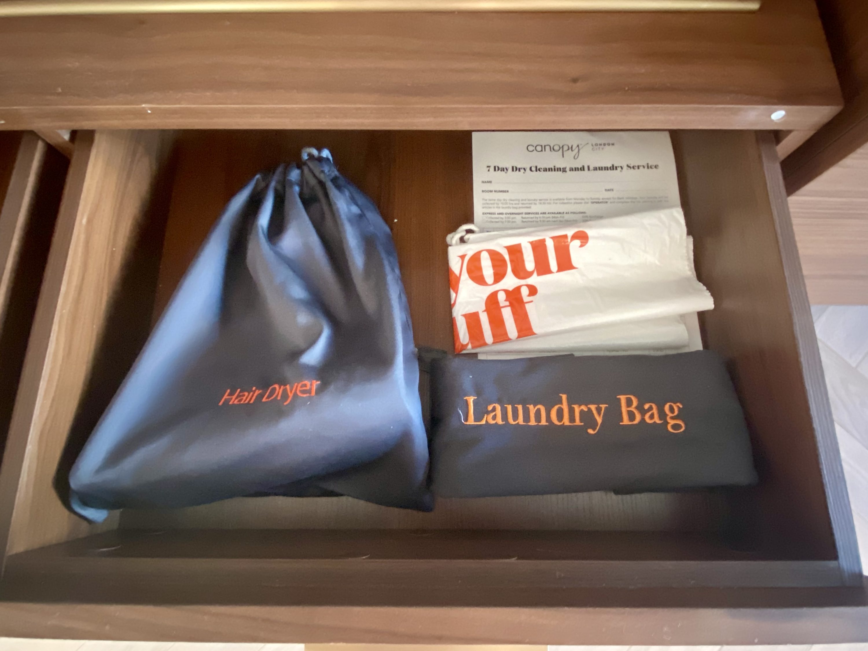 Canopy by Hilton London City room hairdyer and laundry