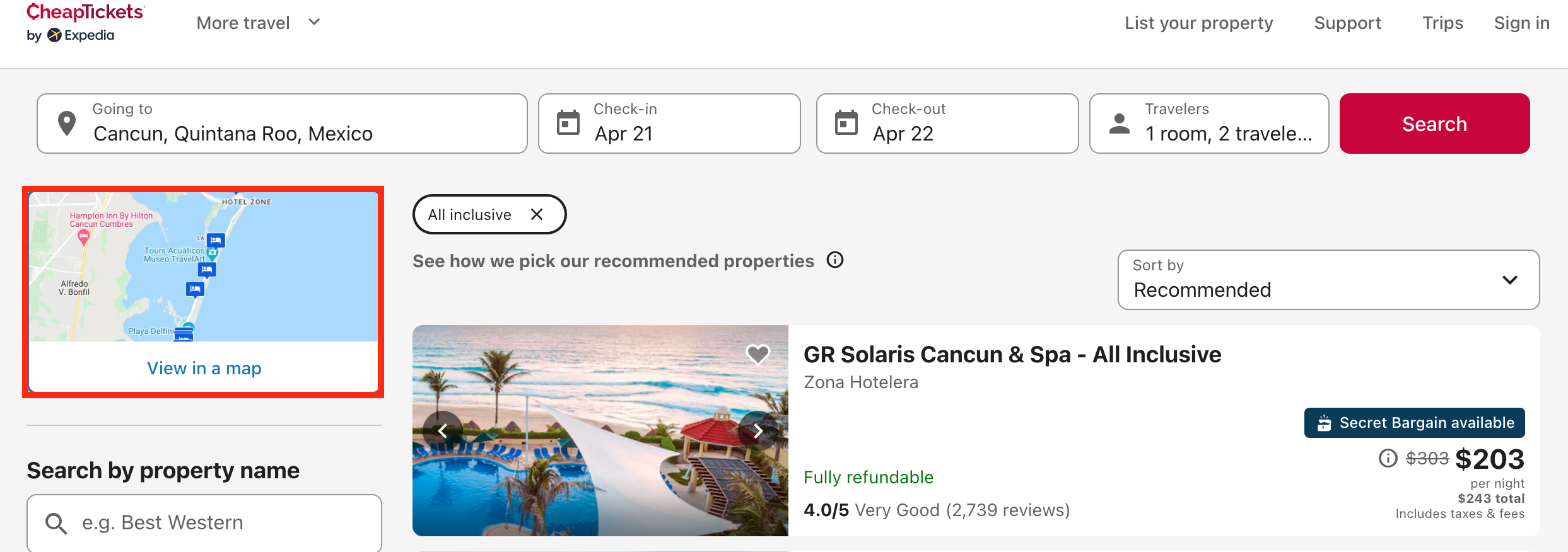 CheapTickets map feature