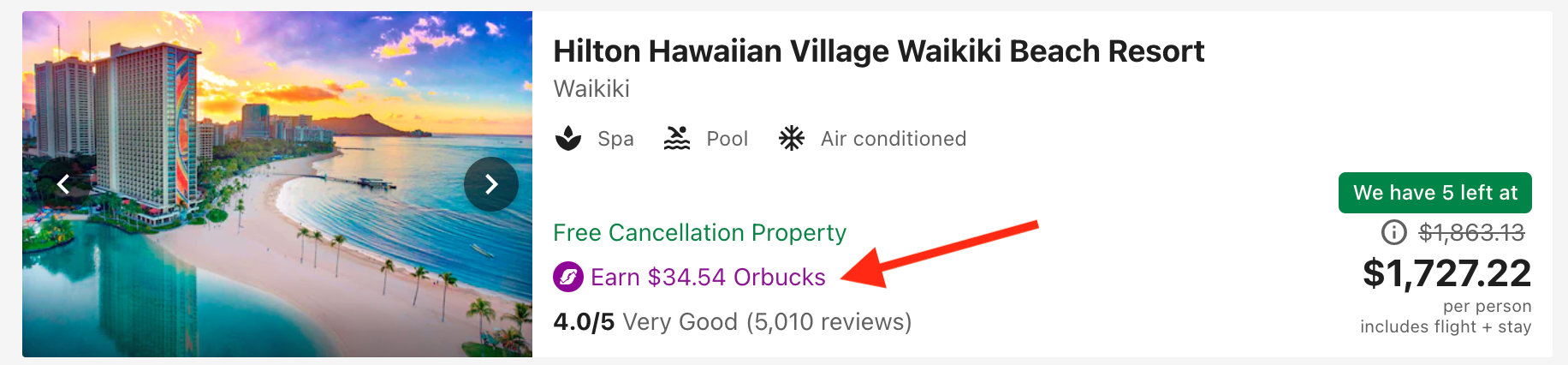 Earn Orbucks on a Hawaii vacation package