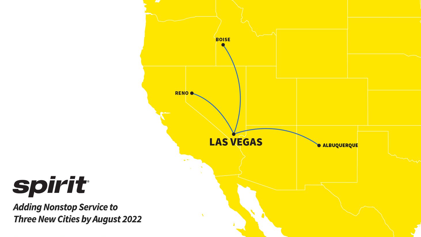 Spirit's 3 new routes from Las Vegas (LAS)