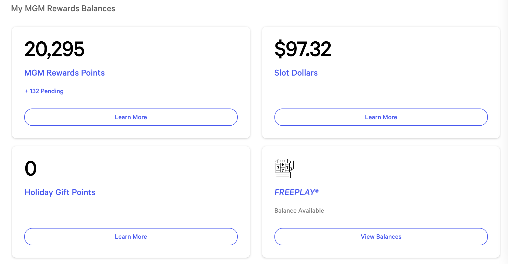 MGM Rewards balances