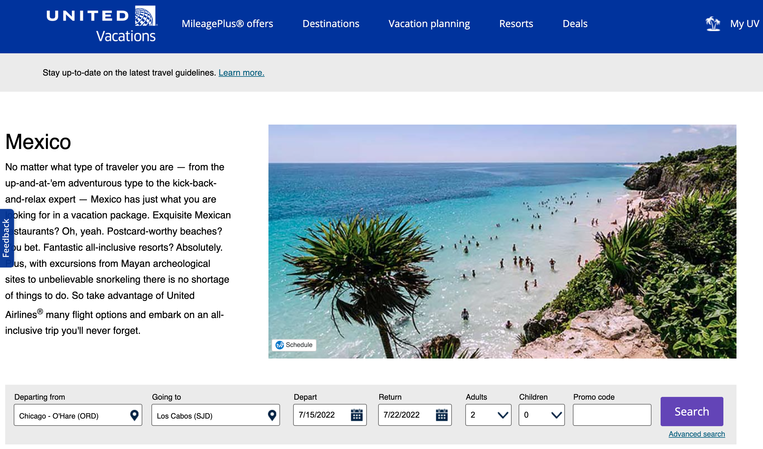 United Vacation deals in Mexico