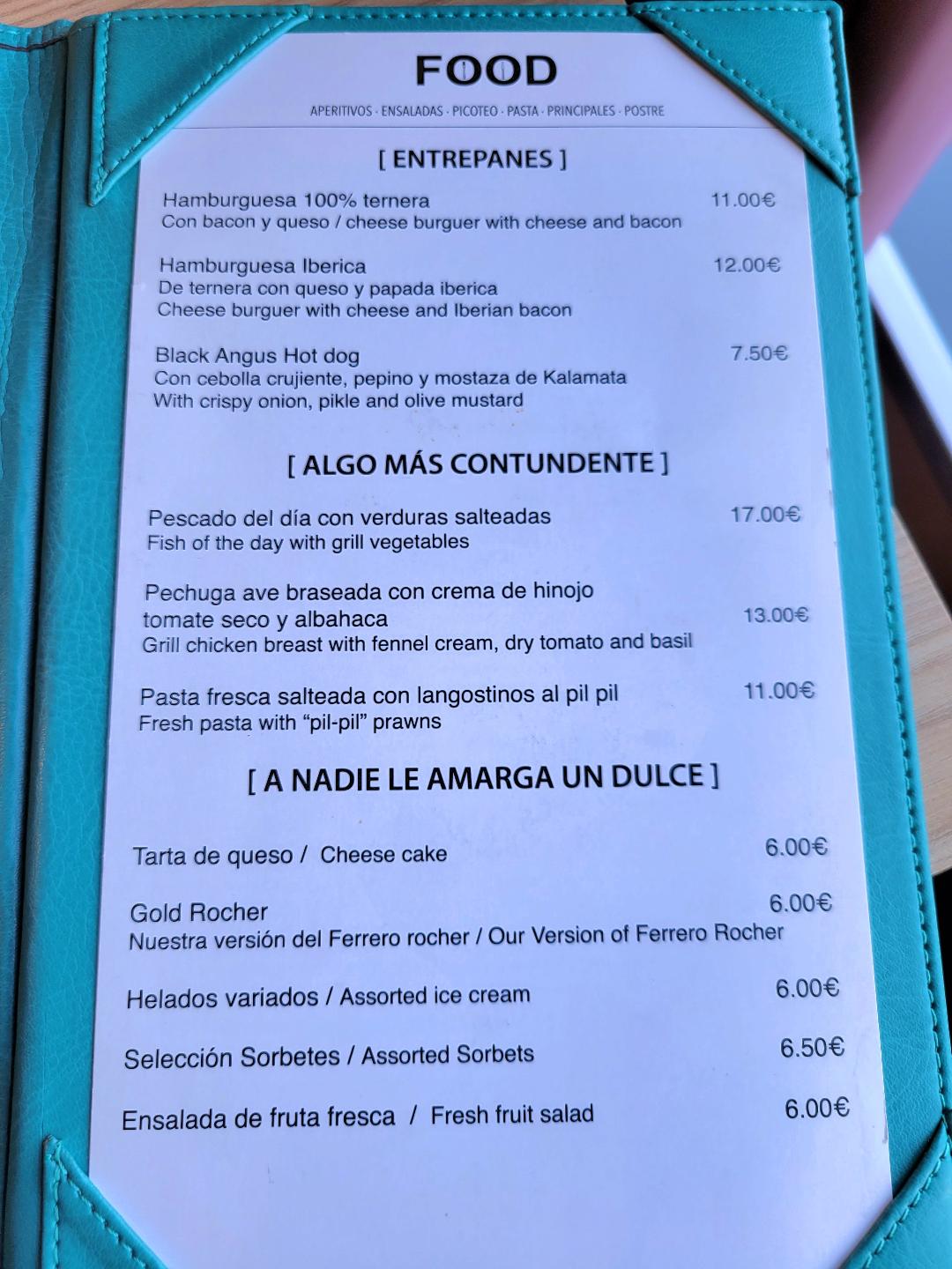 AC Hotel Malaga Palacio Bar Menu 1