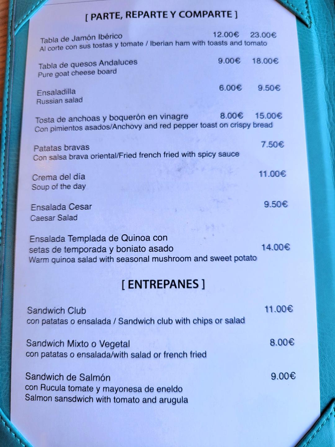 AC Hotel Malaga Palacio Bar Menu 2