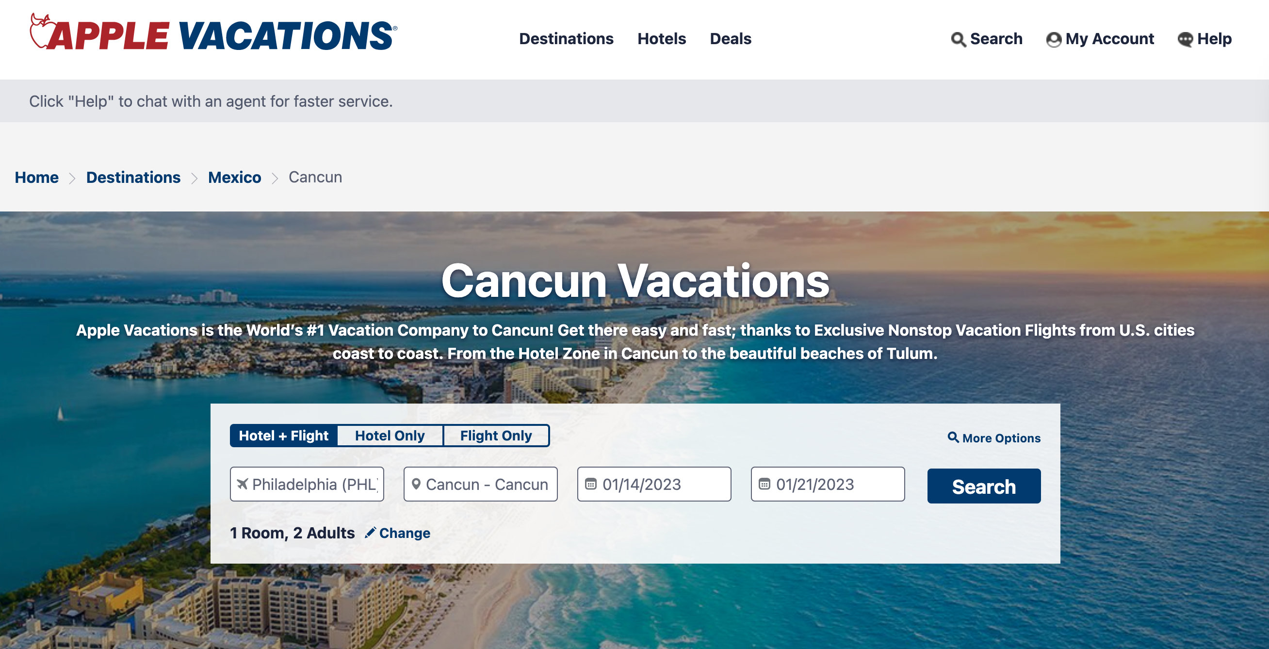 Apple Vacations Cancun packages