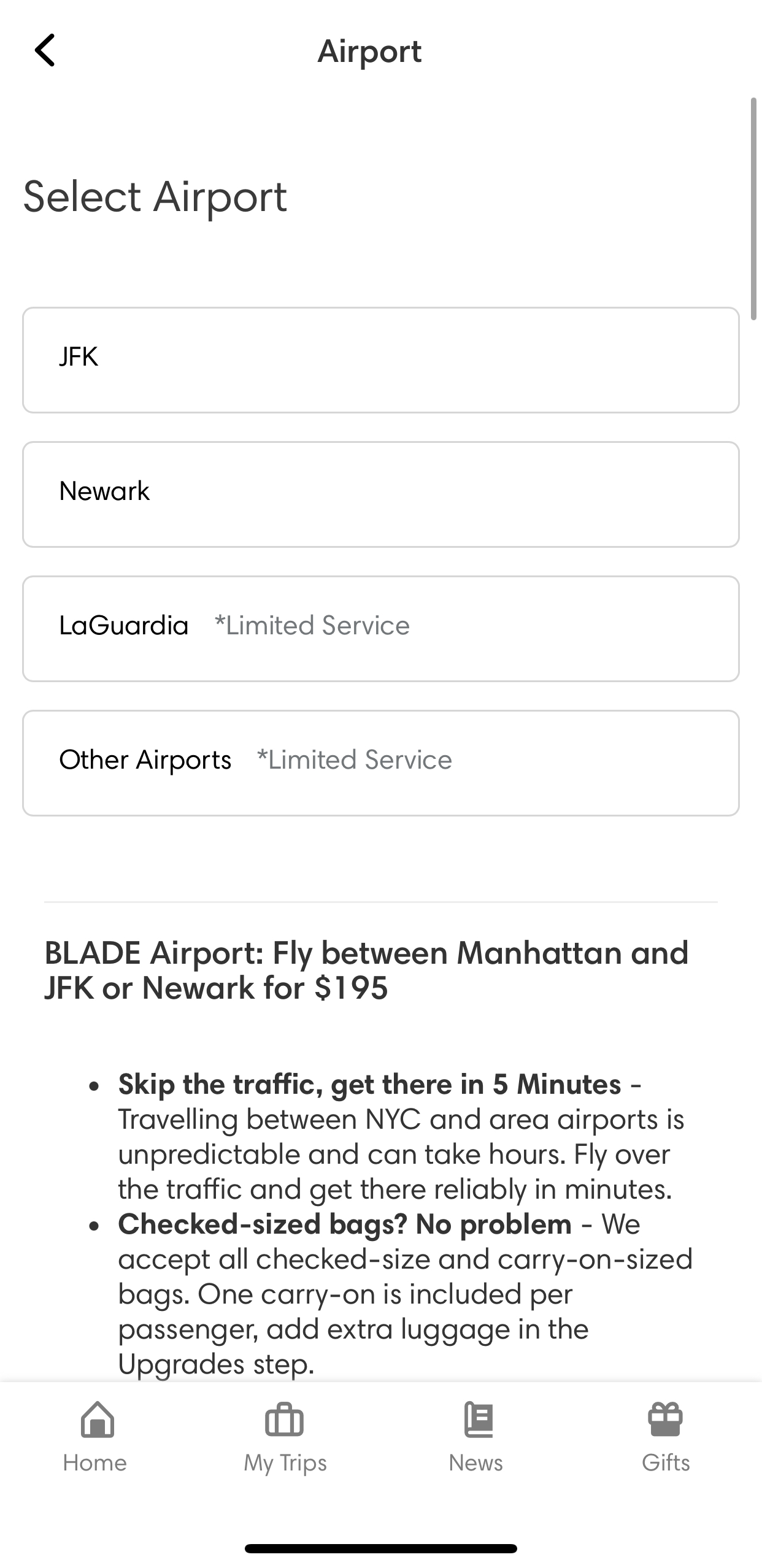 BLADE booking process BLADE booking process
