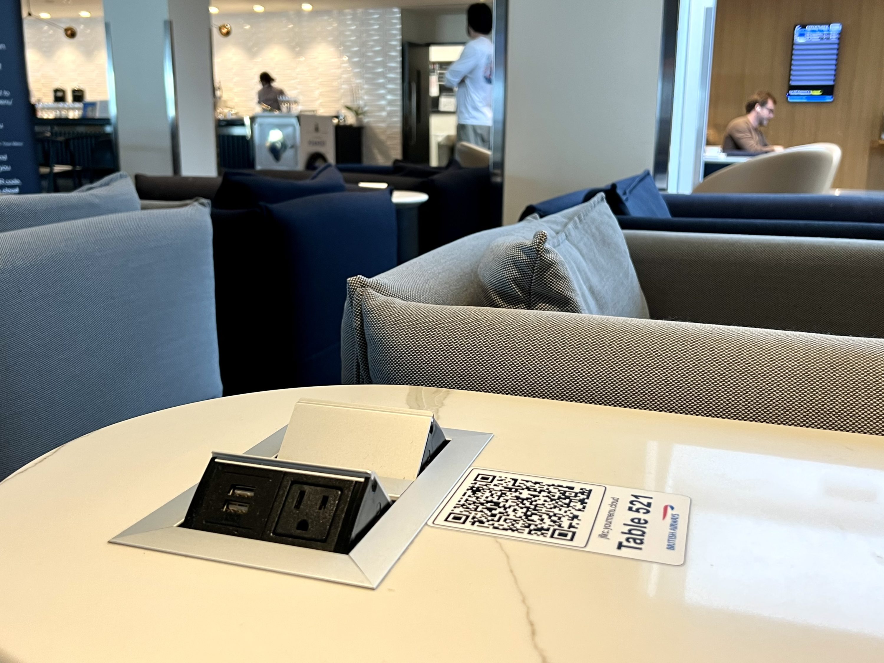 British Airways Boeing 777 300 Club Suite JFK Galleries Lounge power outlet